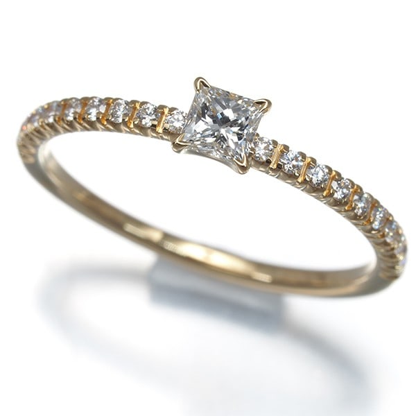 Cartier Solitaire Diamond Ring 18k YG Princess Cut: Cartier Solitaire Diamond Ring 18k YG Princess Cut 18k Yellow Gold Princess Cut Diamond Ring from Cartier's Etincelle de Cartier Collection, featuring a natural diamond with an approximate carat