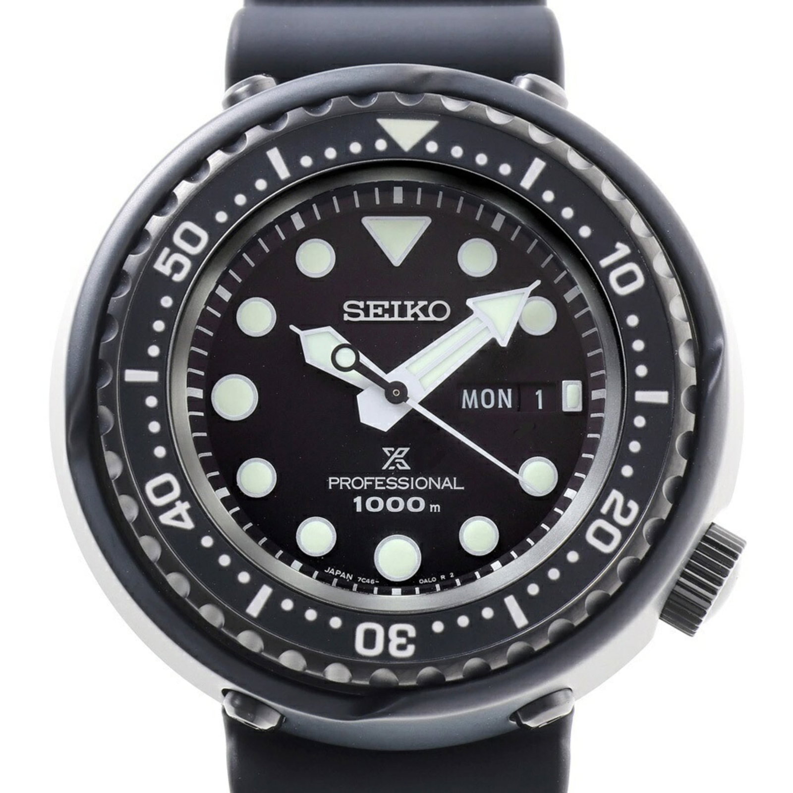 Wristwatch by Seiko: Wristwatch by Seiko Seiko's ceramic and stainless steel wristwatch boasts a sleek black dial, making it a stylish addition to any outfit. With its durable titanium case and adjustable band, this