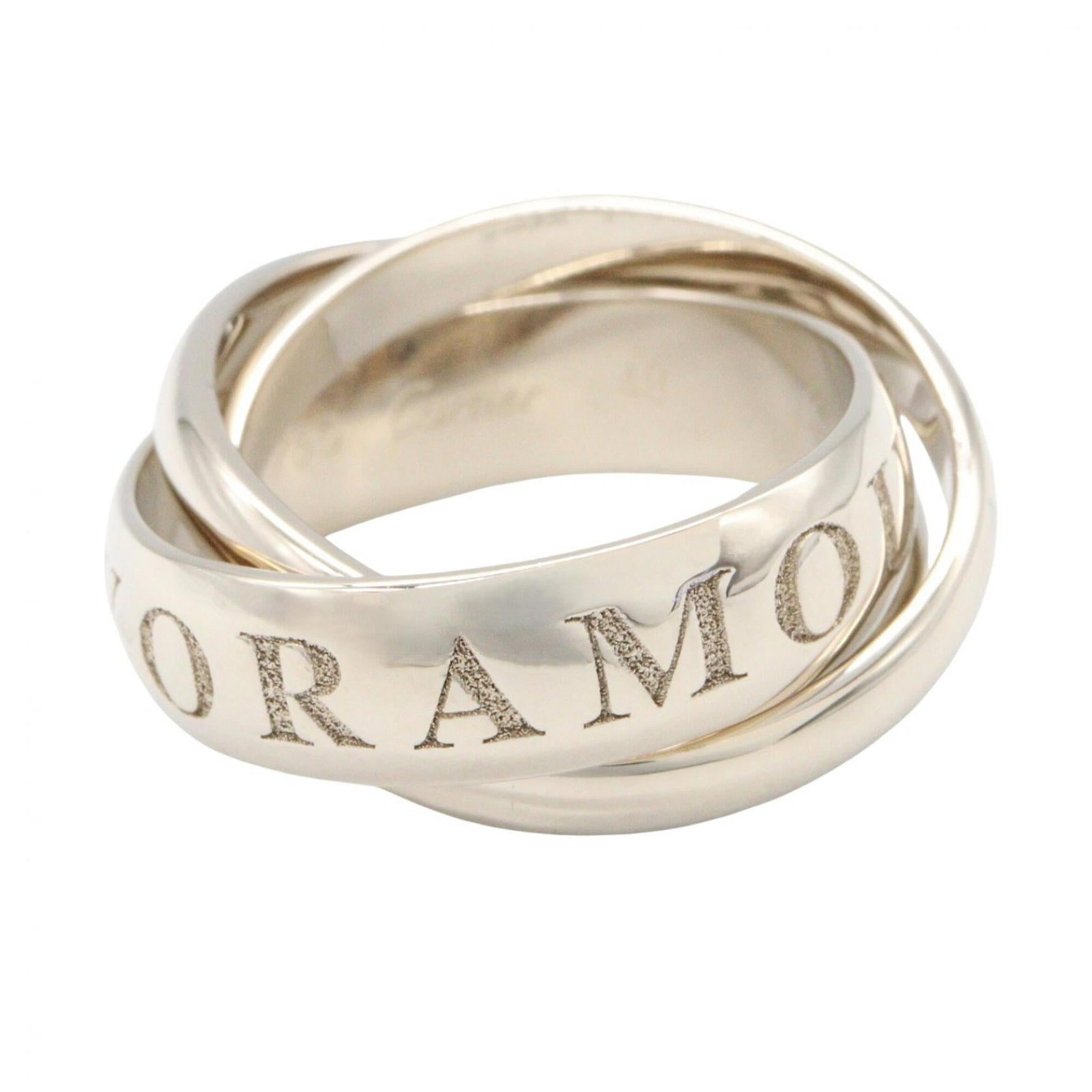 Gold White Ring Cartier Band: Gold White Ring Cartier Band Cartier's signature white gold band shines in this elegant ring, crafted with 18K metal for a luxurious feel. A US size 5 and Japanese size 9 fit comfortably, making it