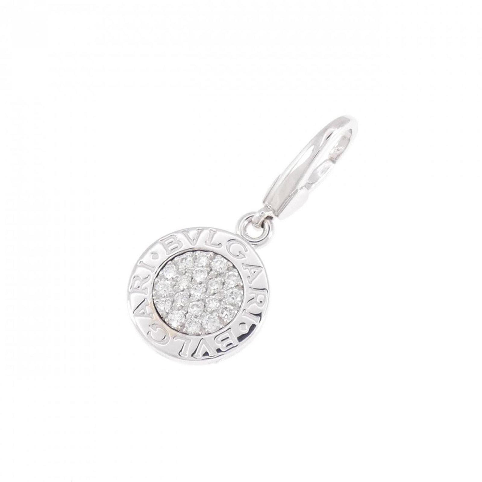 White Gold 18K Necklace Charm Bvlgari: White Gold 18K Necklace Charm Bvlgari Bvlgari's signature style shines in this elegant white gold 18K necklace charm, boasting a sleek design and premium materials. Measuring 28.30mm x 12.90mm, it