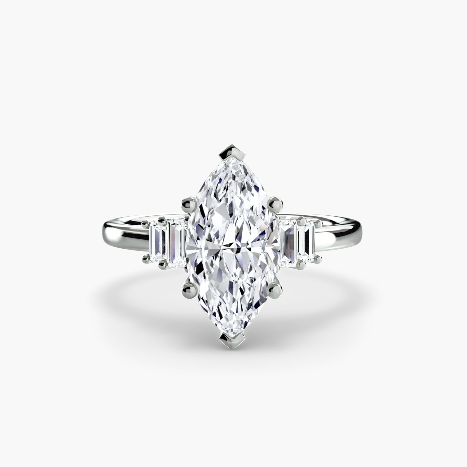Solitaire Marquise 14Kt White Gold Ring Setting - 2
