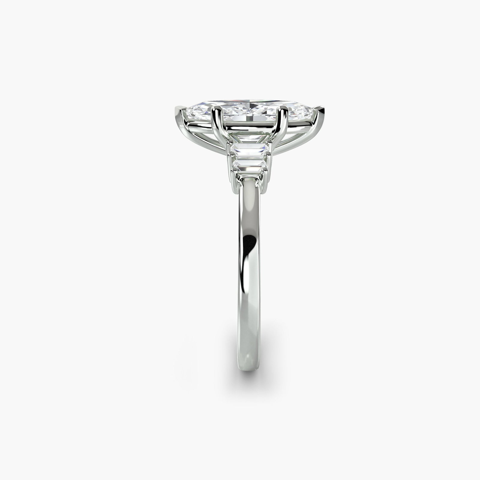 Solitaire Marquise 14Kt White Gold Ring Setting - 3