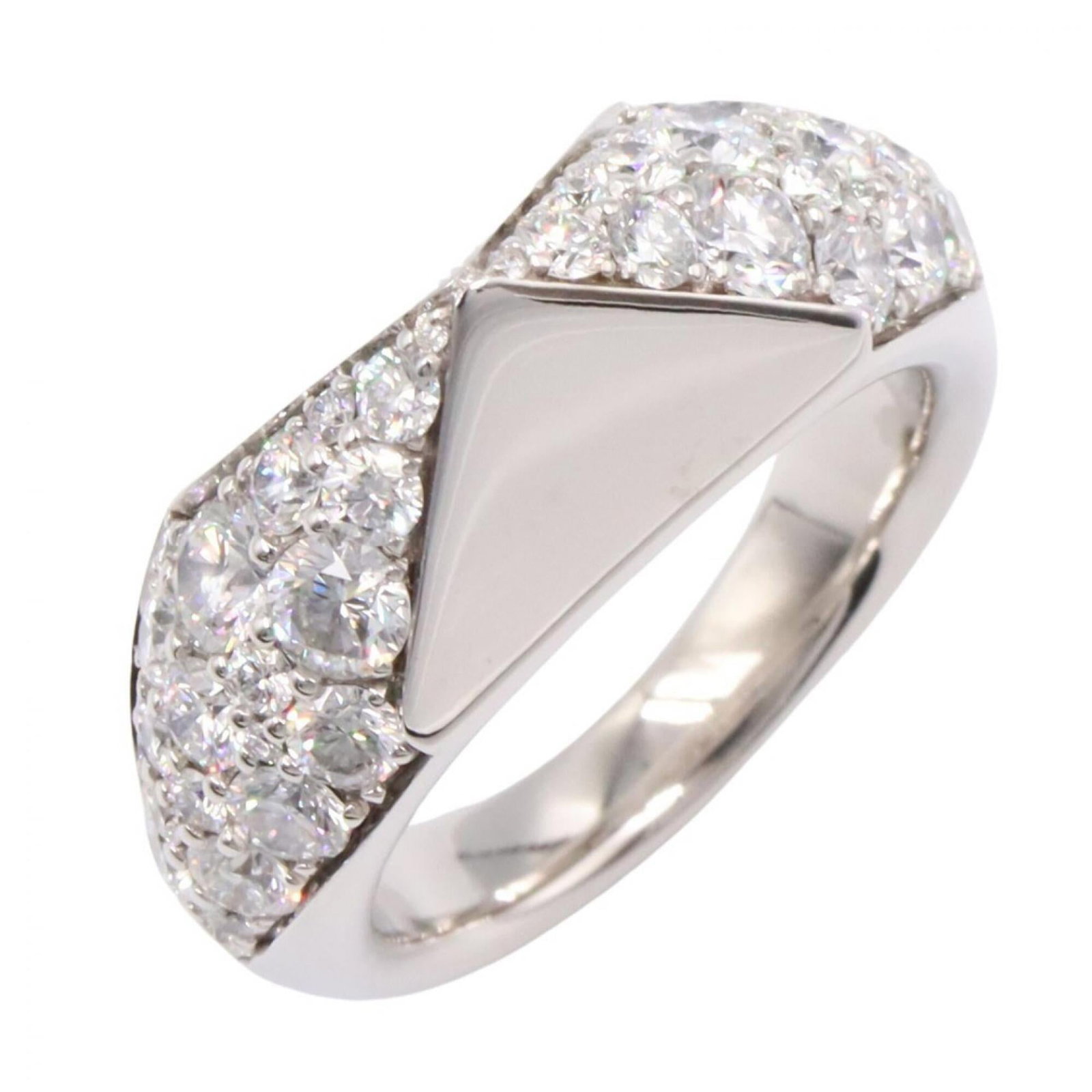 Prada Band Ring White Gold (18K): Prada Band Ring White Gold (18K) Prada Band Ring White Gold (18K) features a sleek and modern design with clear, silver details. This 18K white gold band ring boasts a classic style that complements