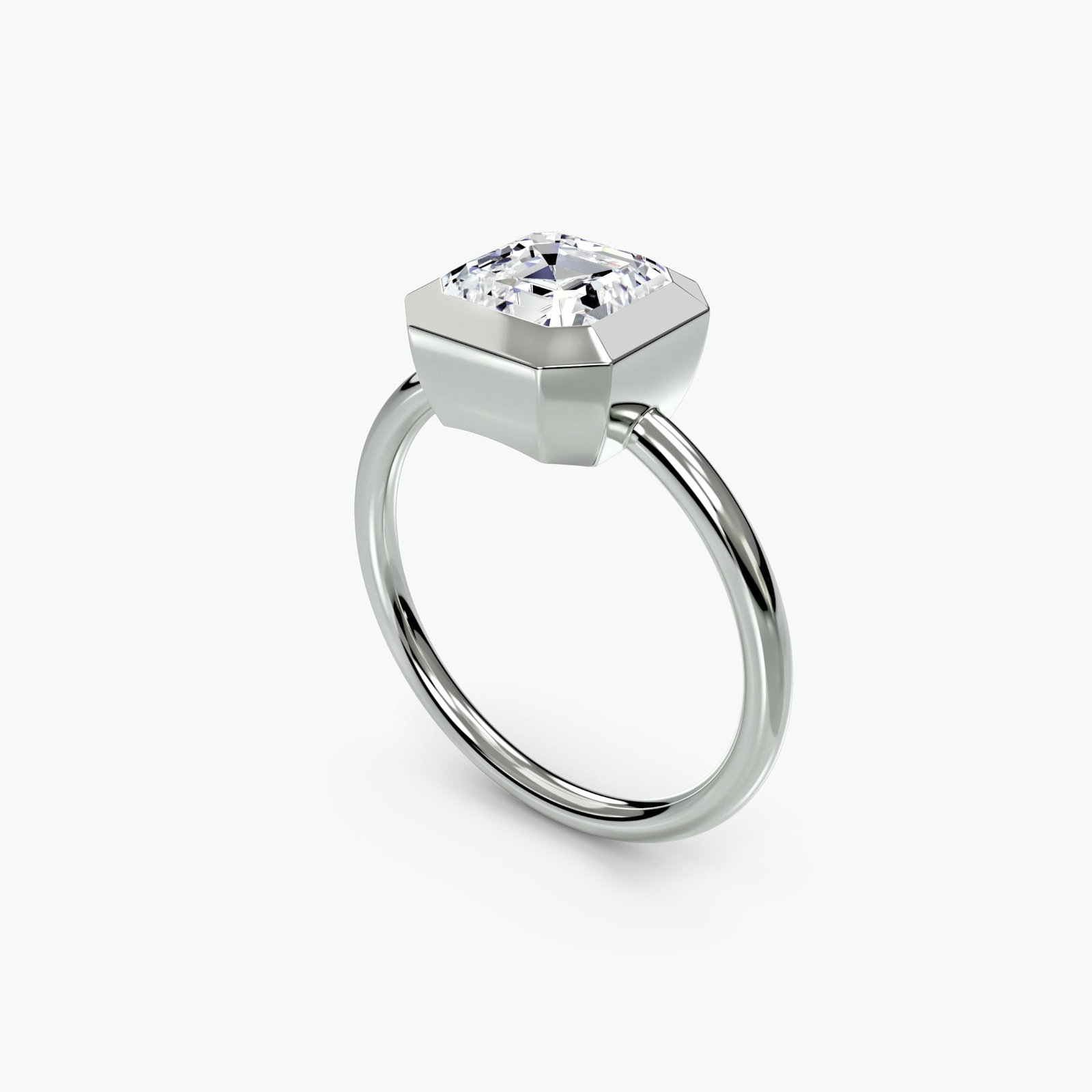 Solitaire Asscher 950 Platinum Ring Setting - 5