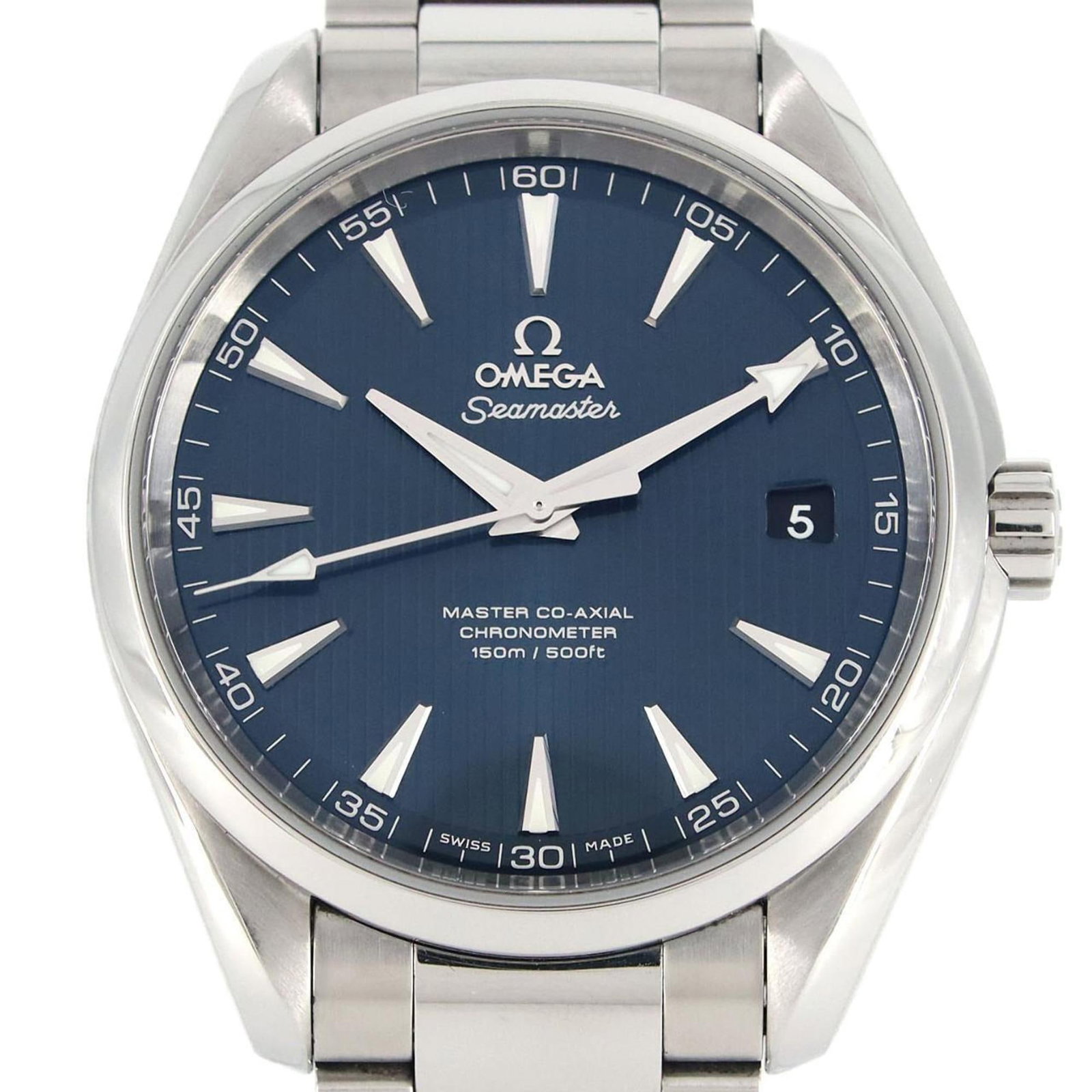 Wristwatch of Omega: Wristwatch of Omega Stainless steel case and band provide a sleek, durable foundation for this Omega wristwatch, featuring a striking blue dial. Powered by a self-winding automatic movement, the