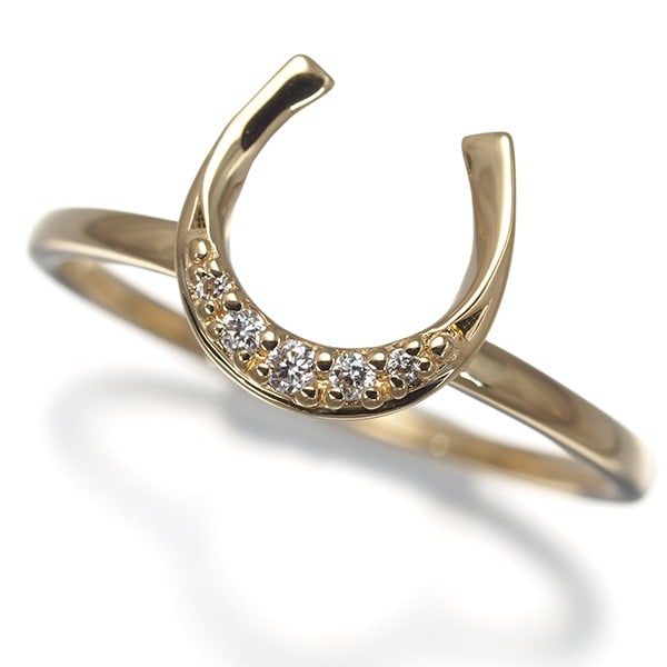 Star Jewelry Ring Diamond 0.03Ct Horseshoe Us6 18K 750 Yellow Gold: Star Jewelry Ring Diamond 0.03Ct Horseshoe Us6 18K 750 Yellow Gold This 18k yellow gold horseshoe ring features a natural diamond weighing 0.03ct, set in a sturdy base metal construction. The ring's