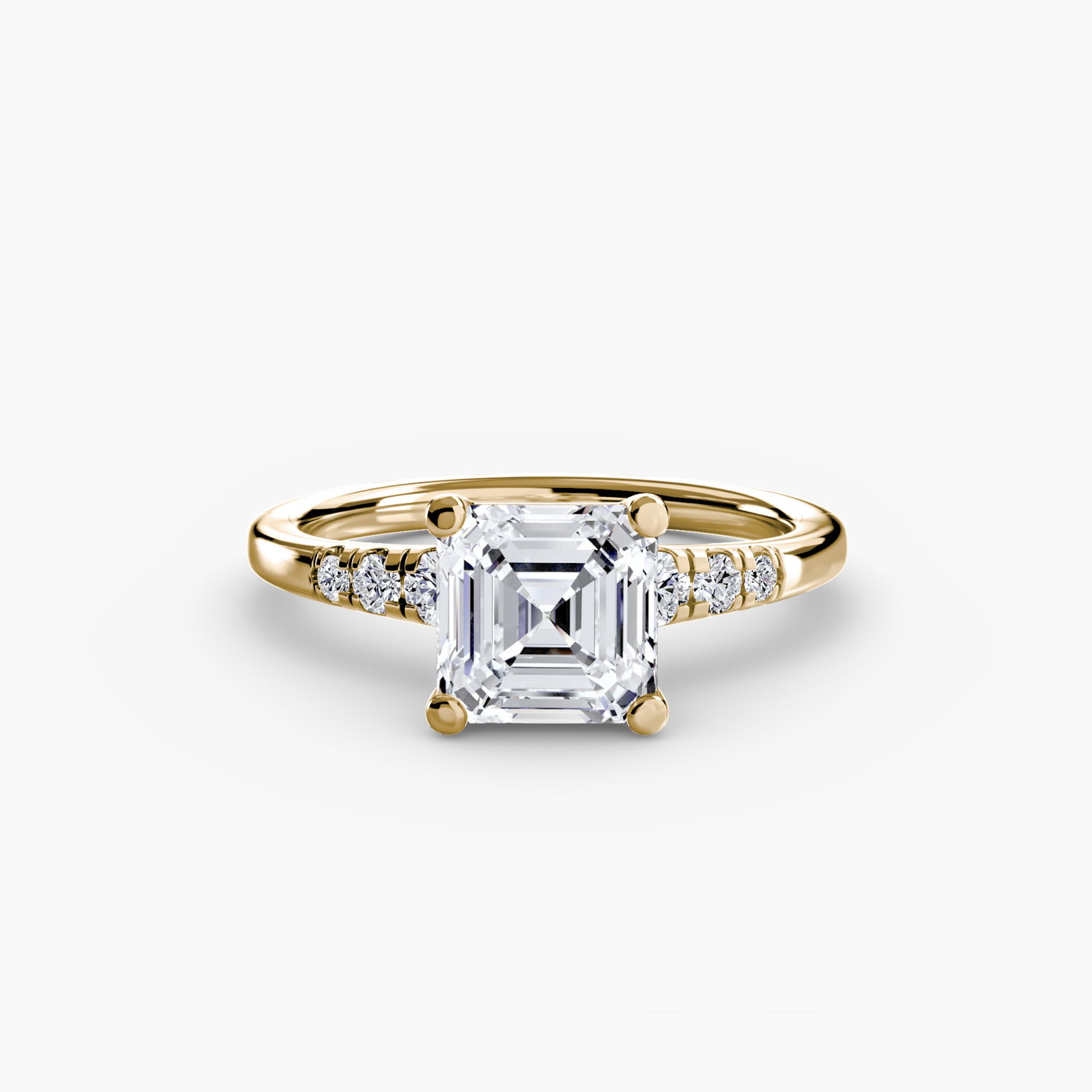 Solitaire Asscher 18Kt Yellow Gold Ring Setting - 2