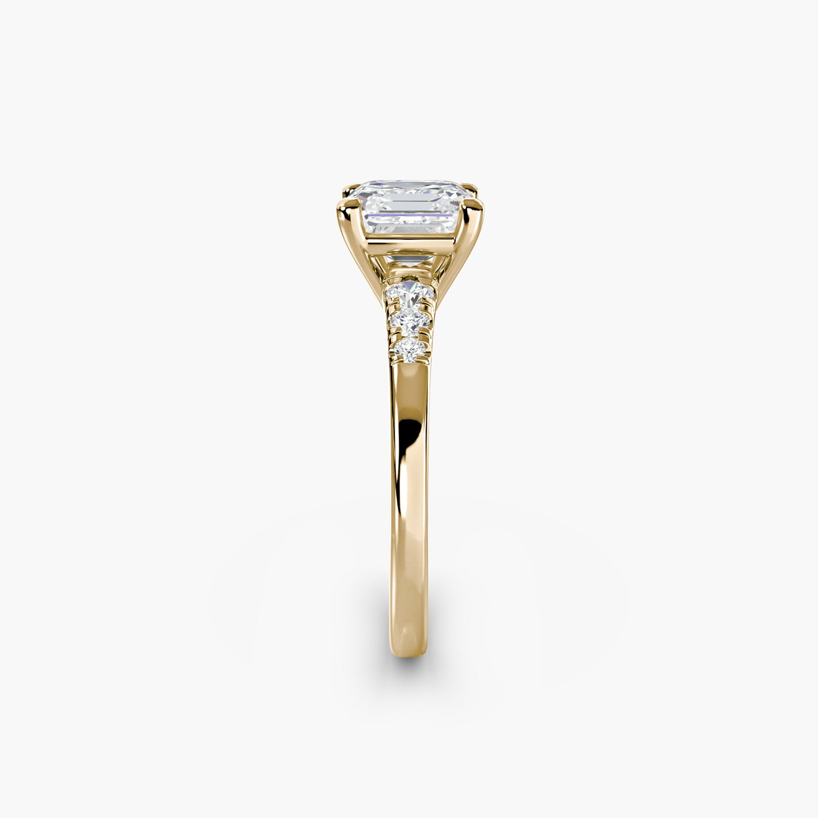 Solitaire Asscher 18Kt Yellow Gold Ring Setting - 3
