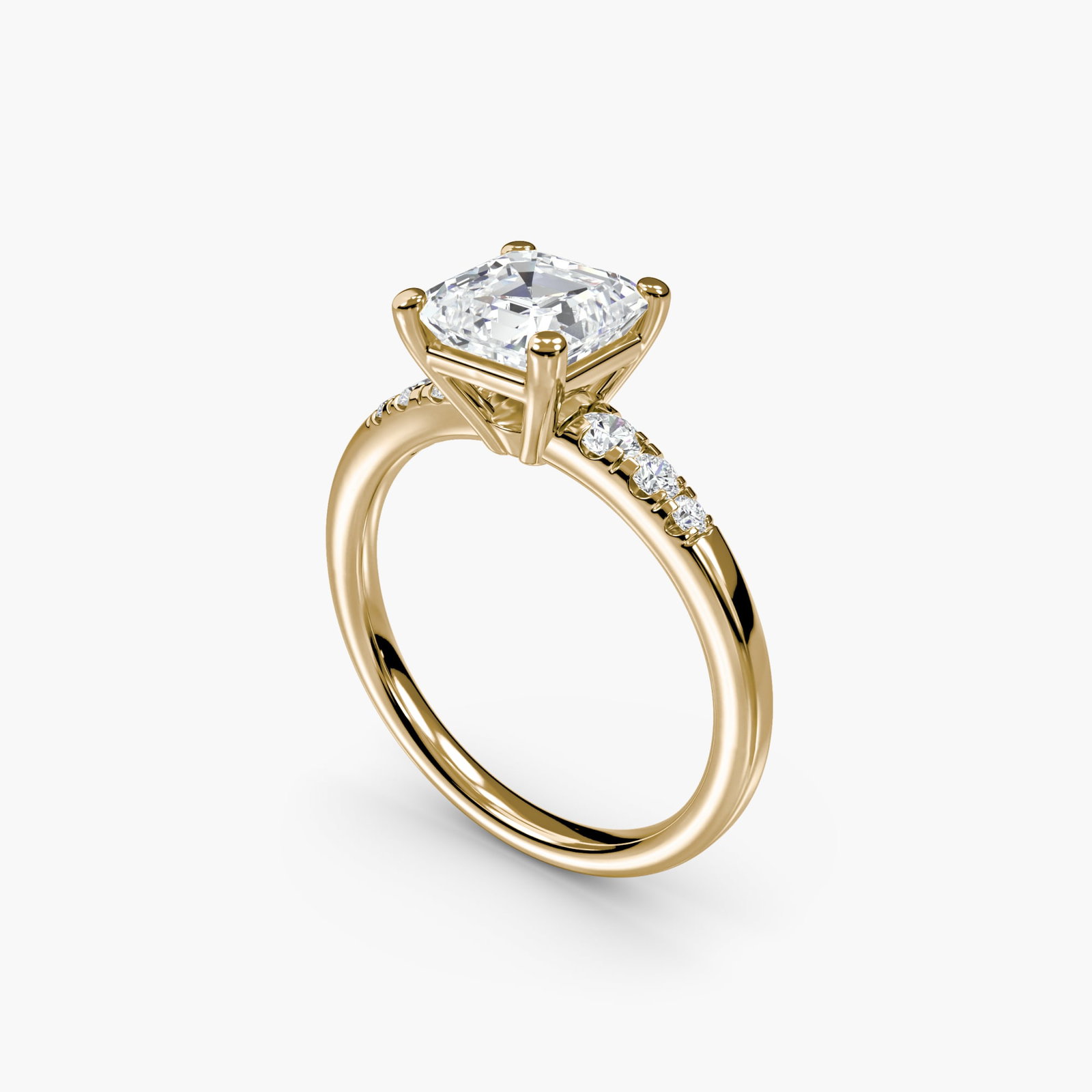 Solitaire Asscher 18Kt Yellow Gold Ring Setting - 5