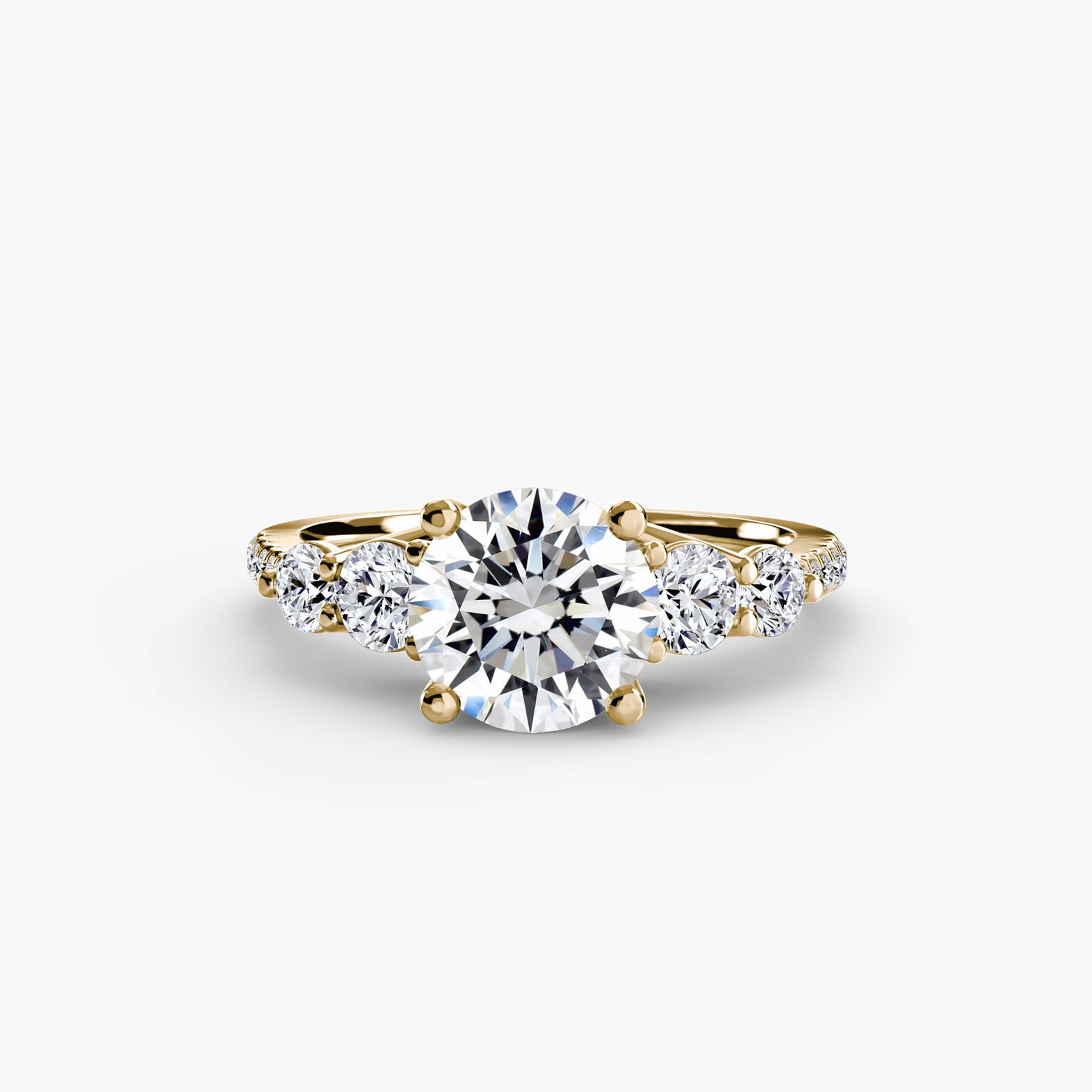 Pave Round 18Kt Yellow Gold Ring Setting - 2