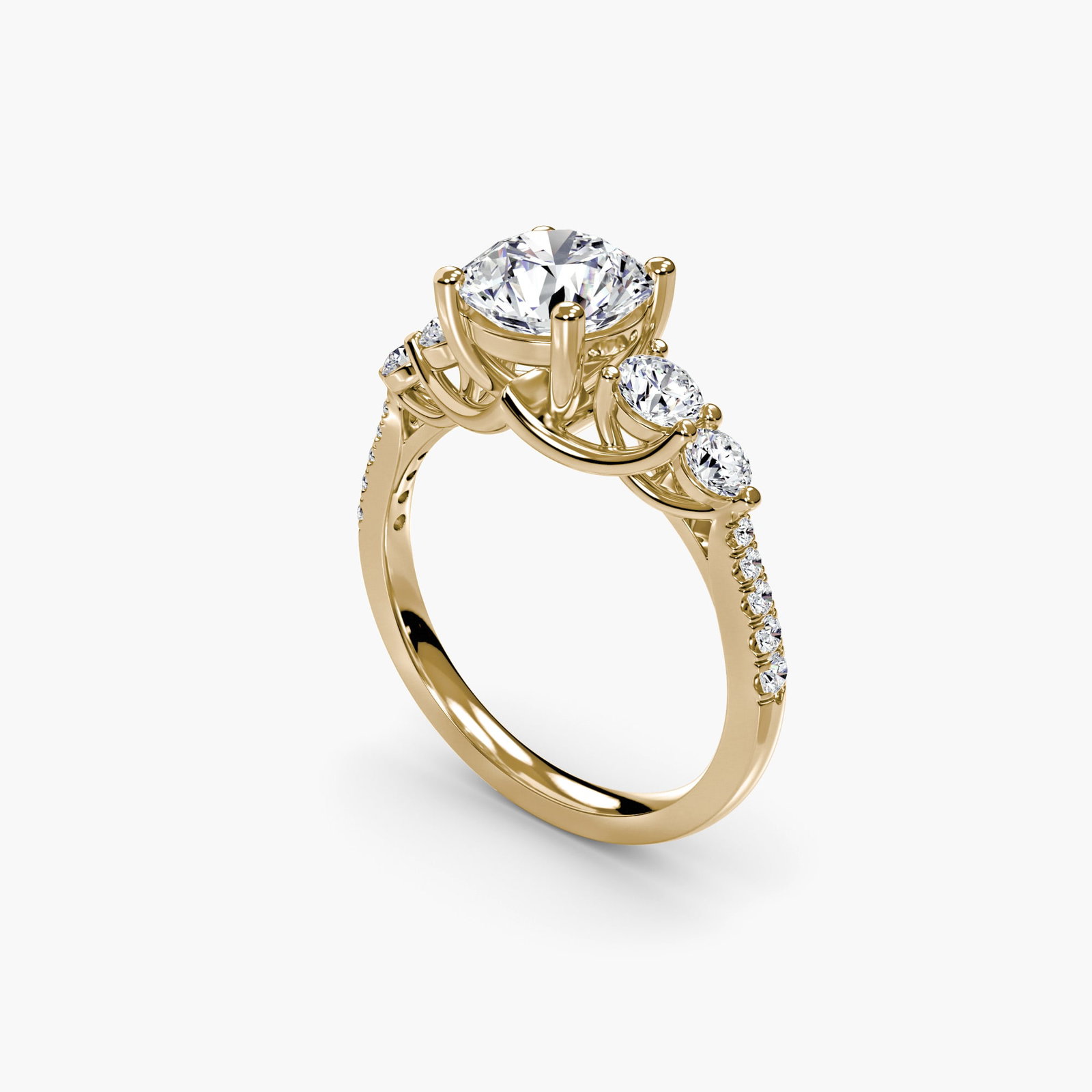 Pave Round 18Kt Yellow Gold Ring Setting - 5