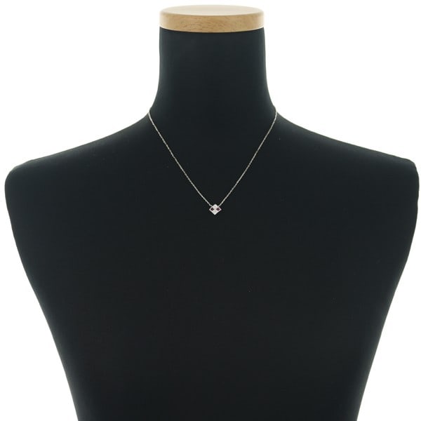 Square 0.31CT 0.19CT Ruby Necklace 900 Platinum Diamond - 5