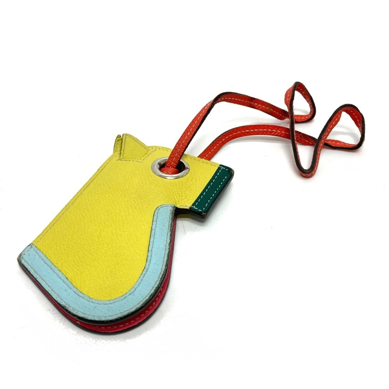 Handbag Hermes Charm Epsom Leather: Handbag Hermes Charm Epsom Leather Blue Zephyr, Lime Epsom Leather Handbag Charm. This charming handbag charm features vibrant blue and lime hues in Epsom leather, measuring 115mm x 70mm x 10mm. Comes