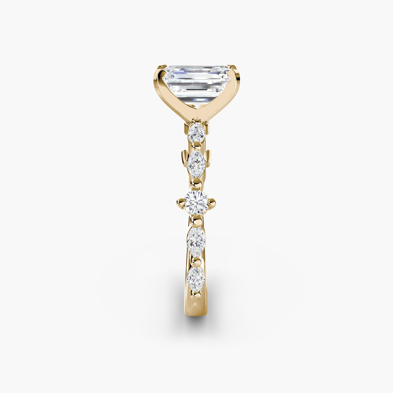 Pave Emerald 18Kt Yellow Gold Ring Setting - 3