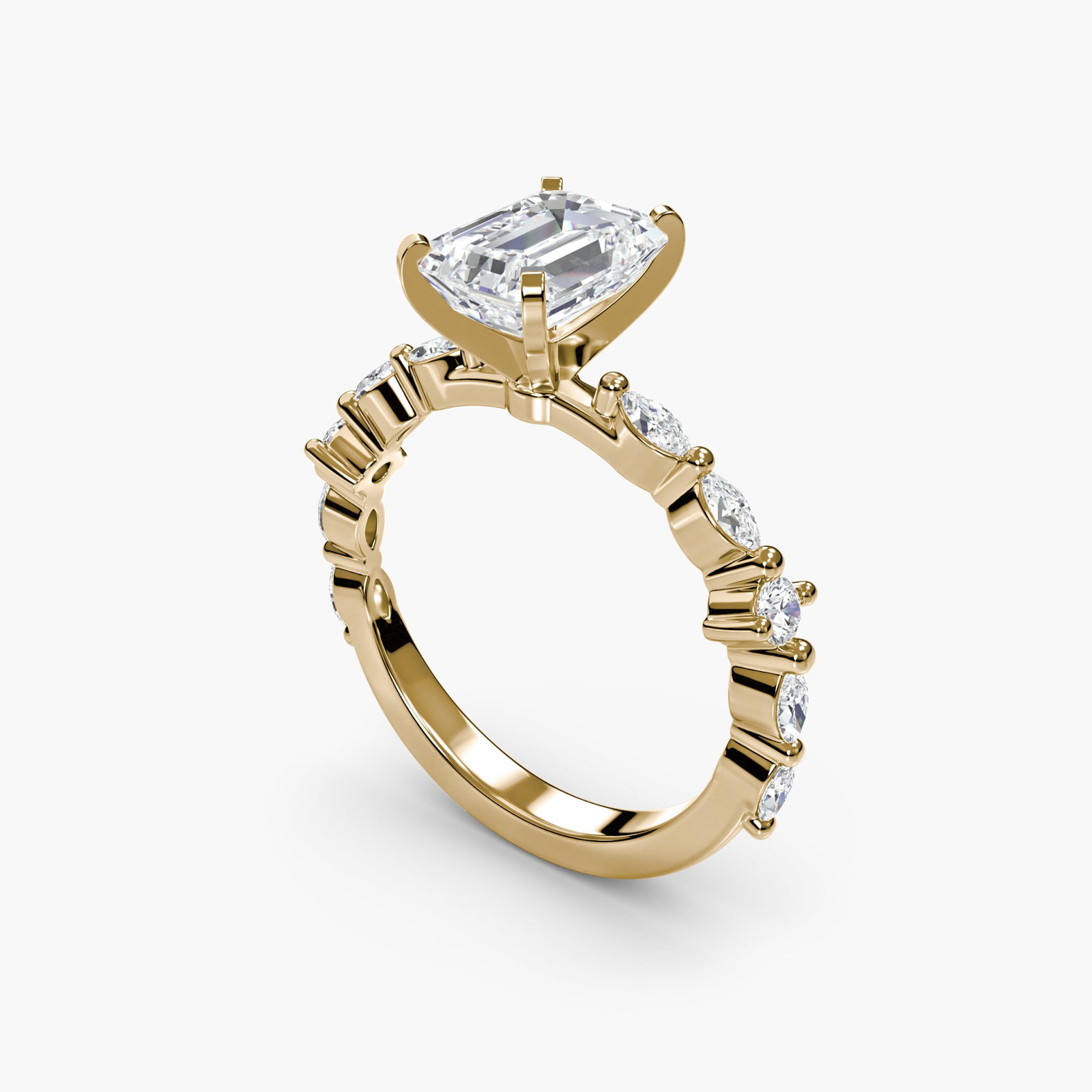 Pave Emerald 18Kt Yellow Gold Ring Setting - 5