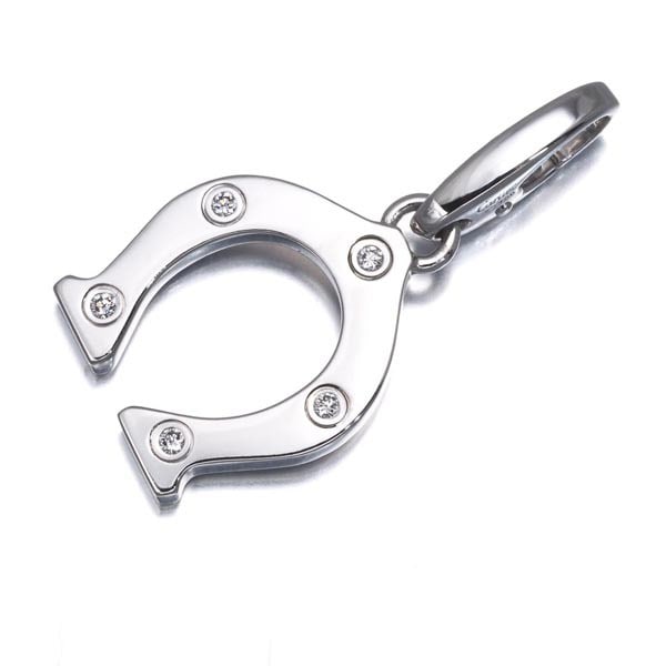 Cartier Pendant Charm 5P 18K White Gold 750 Diamond Horseshoe: Cartier Pendant Charm 5P 18K White Gold 750 Diamond Horseshoe 18k White Gold Cartier Pendant Charm Horseshoe Features a Natural Diamond. This elegant charm pendant boasts a striking horseshoe design,