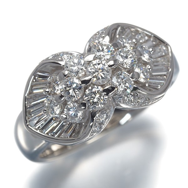 Platinum ring 1.02ct paved diamond - 2