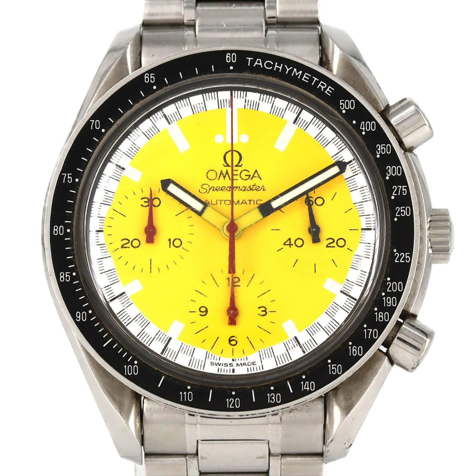Wristwatch of Omega: Wristwatch of Omega Stainless steel case and band, the Omega MPN 3510.12 wristwatch boasts a sleek yellow dial, making it a stylish accessory for everyday wear. Powered by its self-winding automatic