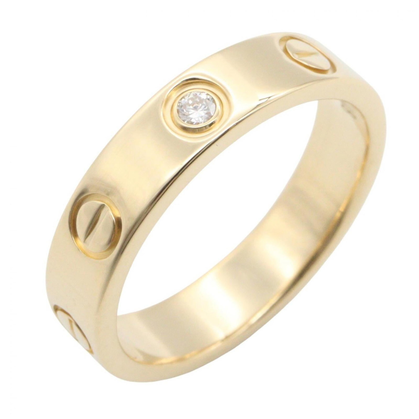 Yellow Gold Cartier Band Ring 18K: Yellow Gold Cartier Band Ring 18K Yellow Gold Cartier Band Ring 18K features a classic design with clear, gold material and a diamond stone. This 18K yellow gold band ring is available in US size 4