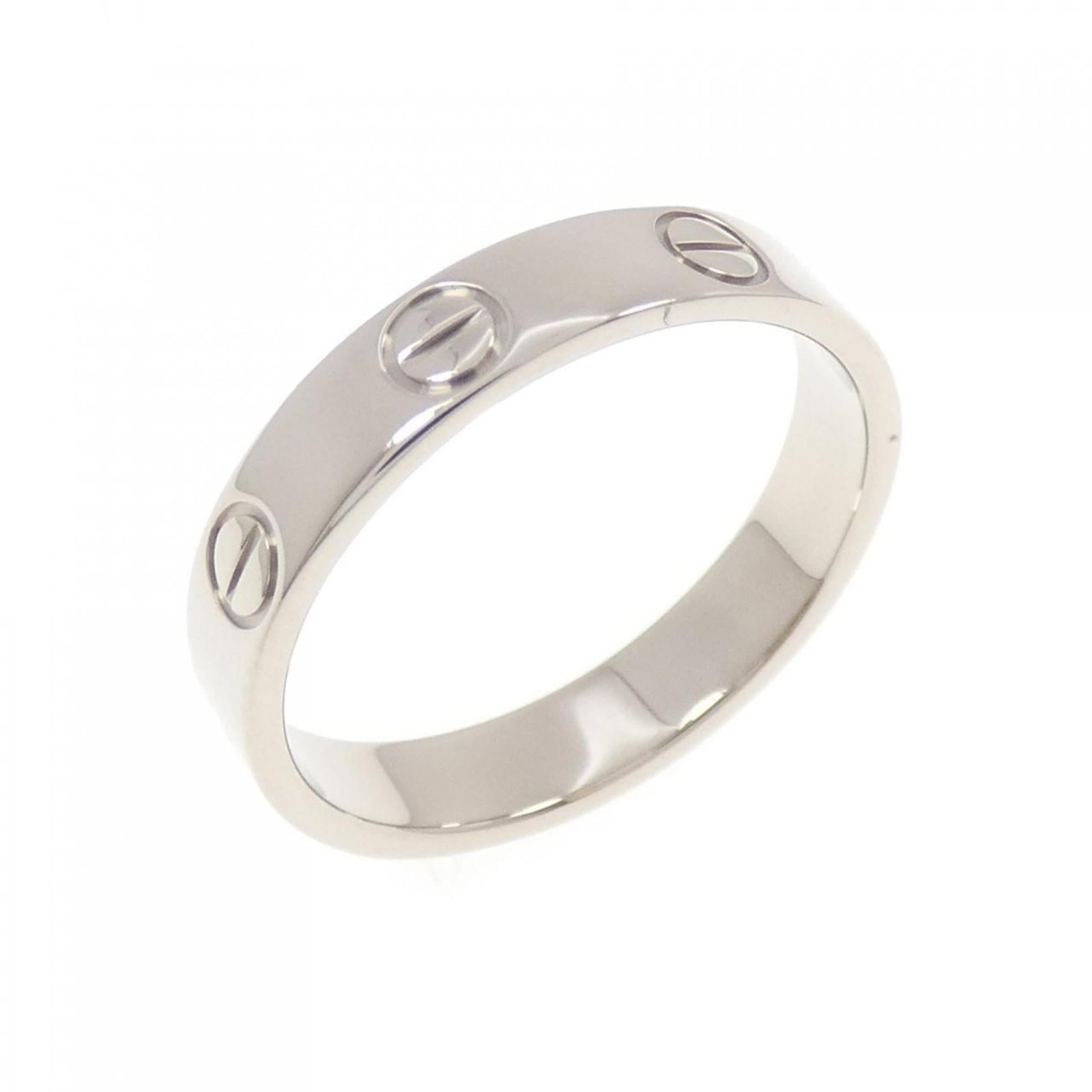 Gold White Ring Cartier Band: Gold White Ring Cartier Band White gold (18K) Cartier band ring with a sleek design, featuring the iconic brand. This women's ring boasts a striking white gold finish and a comfortable fit in US size