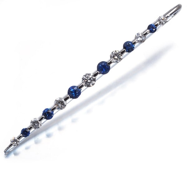 Diamond 0.40Ct Sapphire 0.43Ct Pendant 900 Platinum (1 of 6)