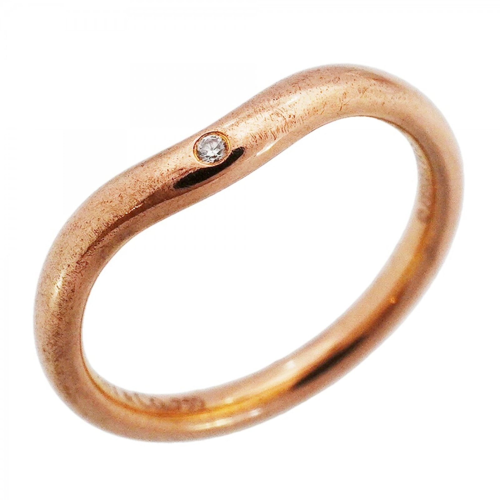 Pink Gold 18k Ring Tiffany: Pink Gold 18k Ring Tiffany Pink gold 18k band ring from Tiffany, featuring a diamond stone and available in US size 4 and JP size 7.5. A beautiful piece of jewelry with a distinctive pink gold hue,