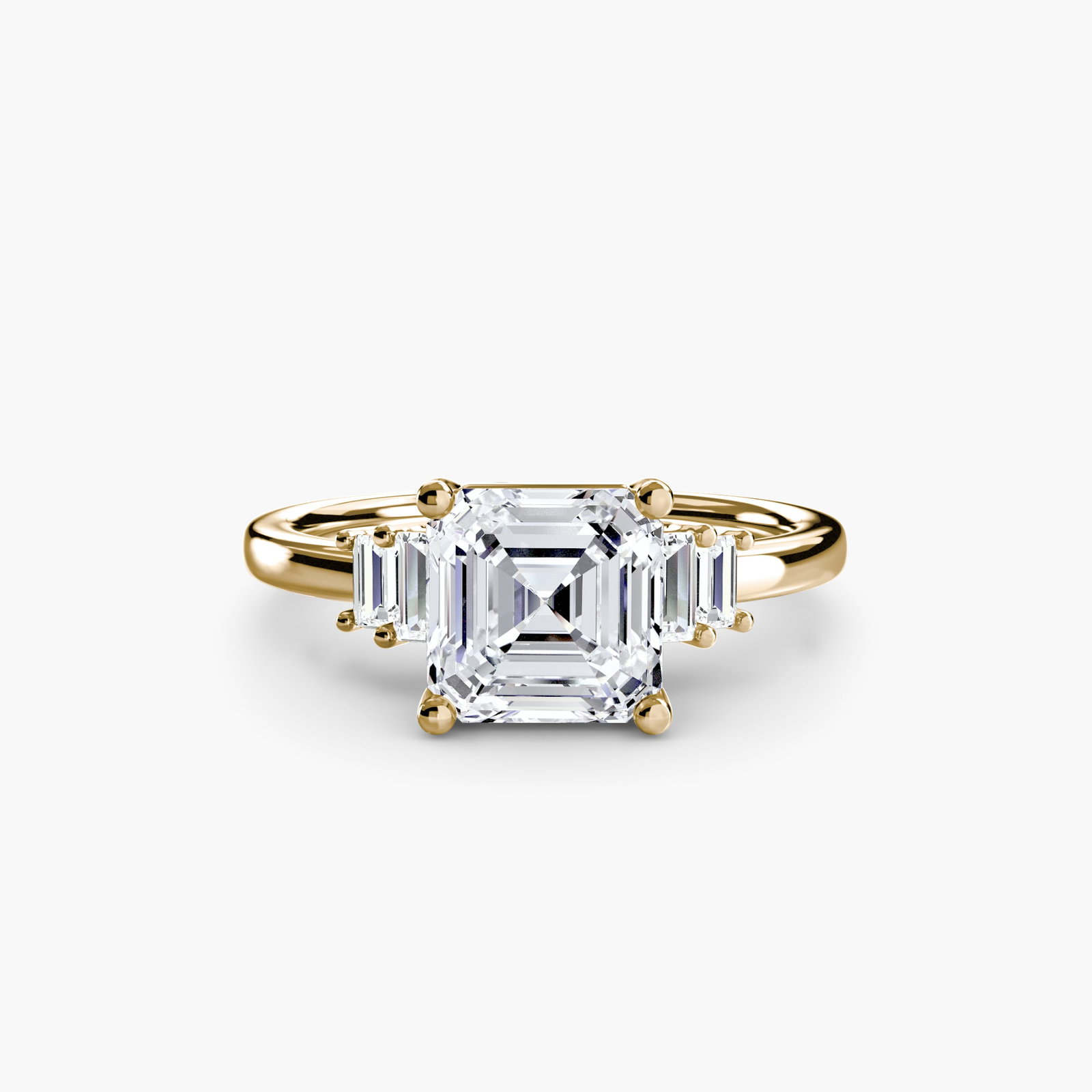 Solitaire Asscher 14Kt Yellow Gold Ring Setting - 2
