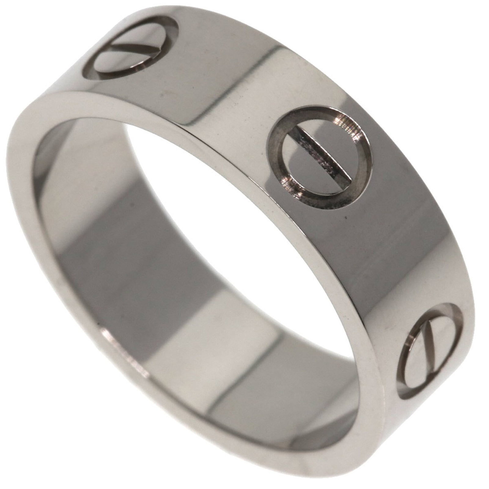 Gold White Ring Cartier Band: Gold White Ring Cartier Band White gold (18K) Cartier band ring with a sleek design, featuring a classic style and premium materials. This elegant ring is available in US size 5 and JP size 9,