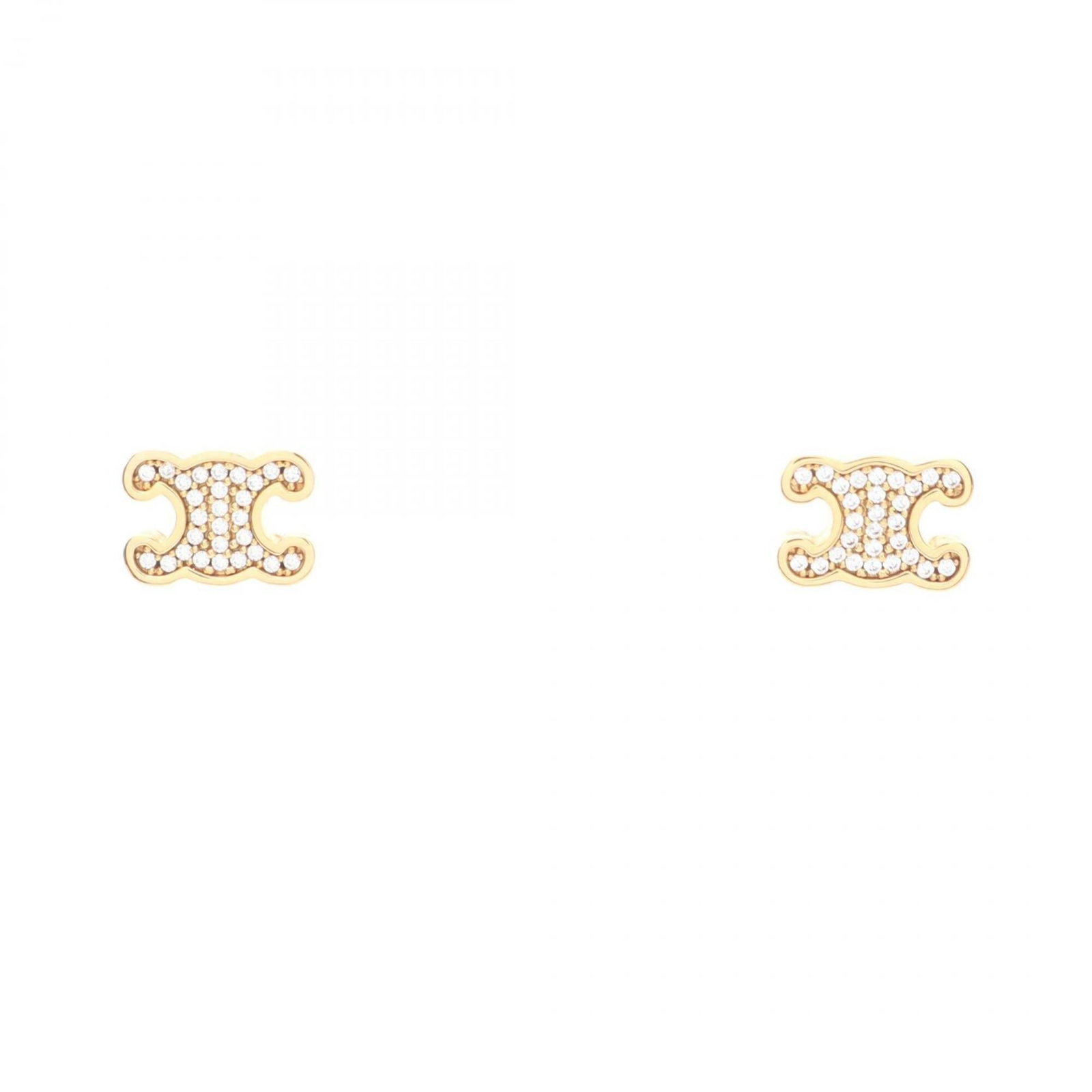 Earrings Gold Celine Stud Plating: Earrings Gold Celine Stud Plating Gold Celine Stud Earrings with Rhinestone Stone, featuring gold plating and measuring 8.00mm x 11.00mm in size. These stud earrings showcase a striking rhinestone