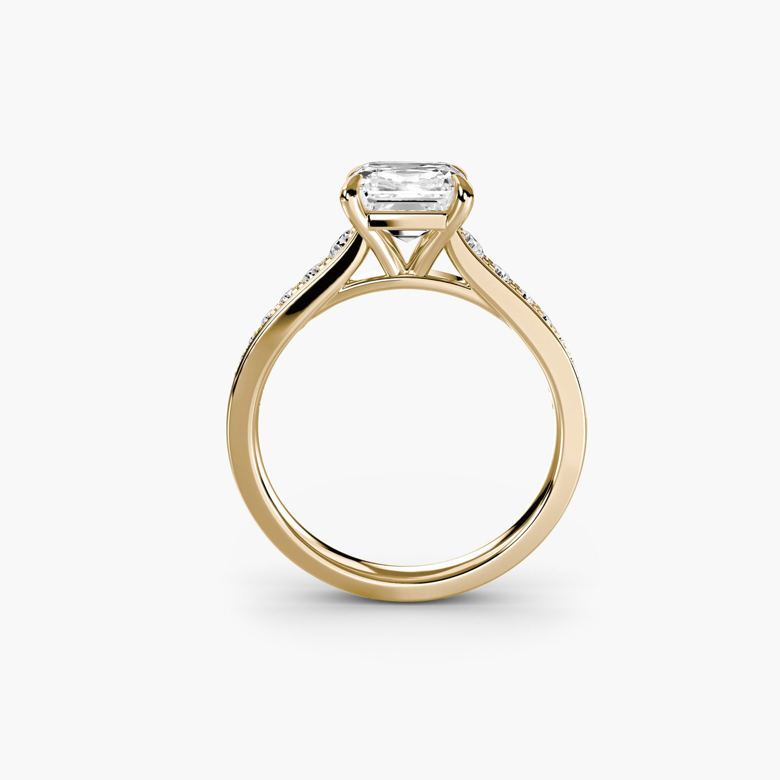 Pave Asscher 14Kt Yellow Gold Ring Setting: Pave Asscher 14Kt Yellow Gold Ring Setting Pave Asscher 14Kt Yellow Gold Ring Setting features a stunning arrangement of 16 lab-grown side stones, totaling 0.283 carats in total cut weight, set