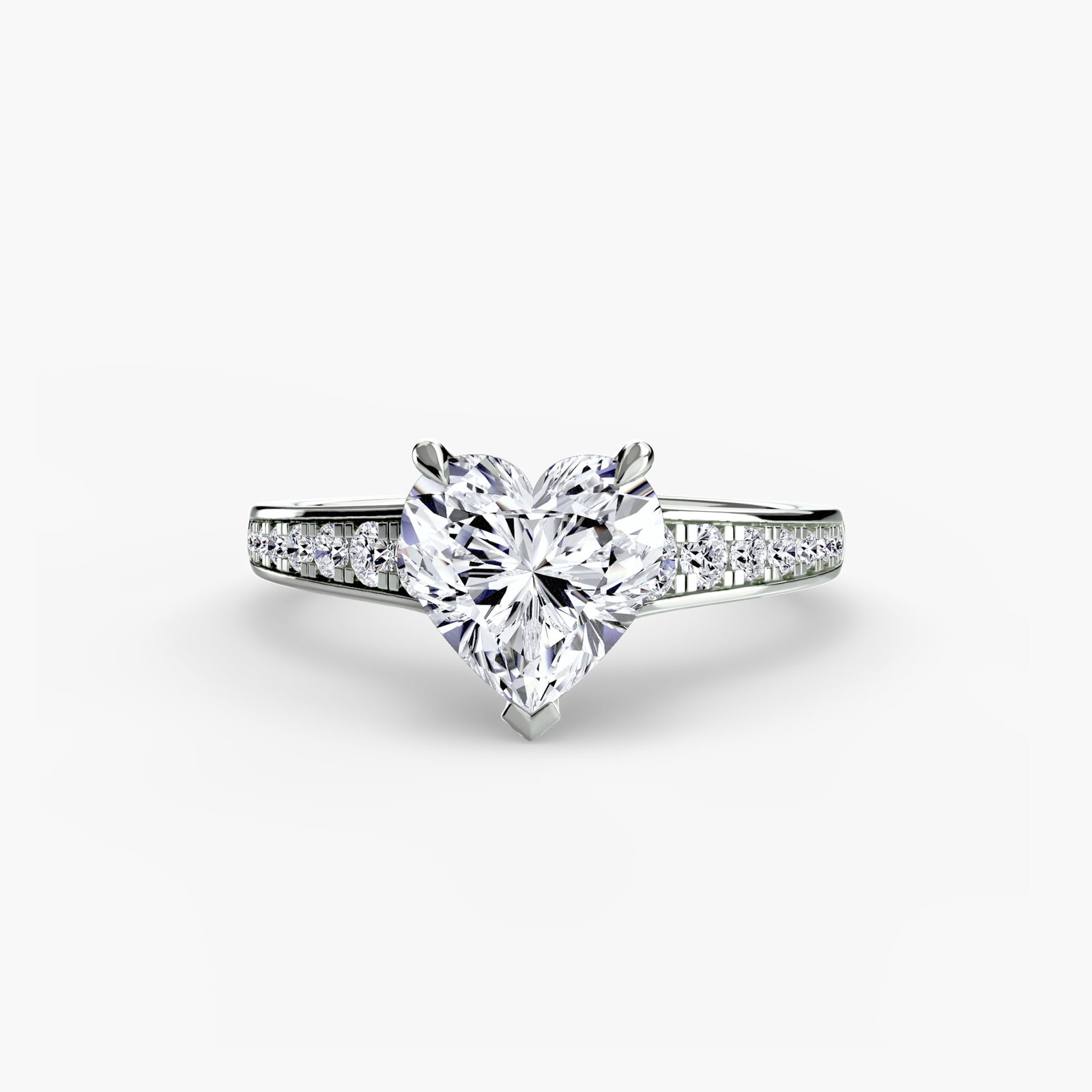 Pave Heart 950 Platinum Ring Setting - 2