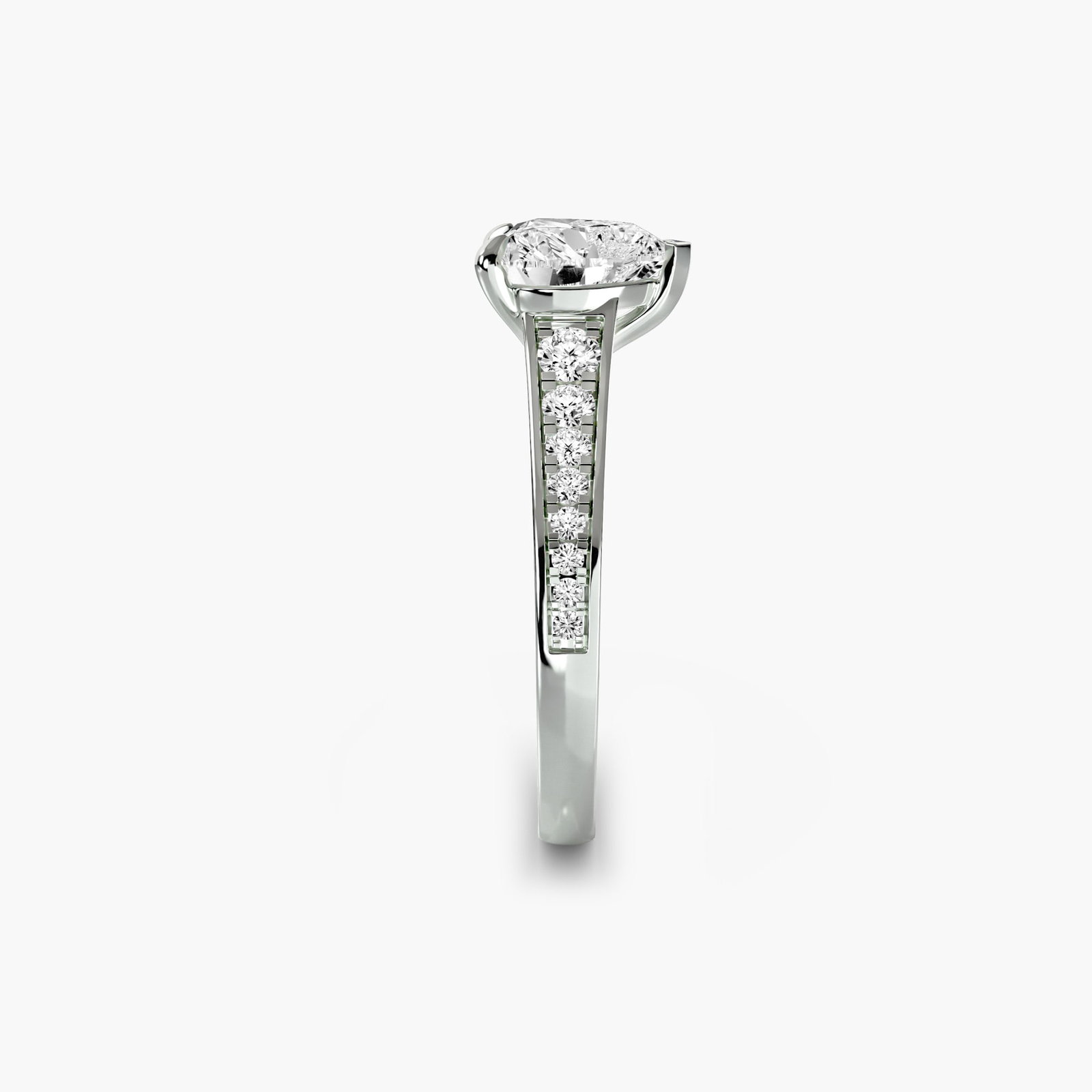 Pave Heart 950 Platinum Ring Setting - 3