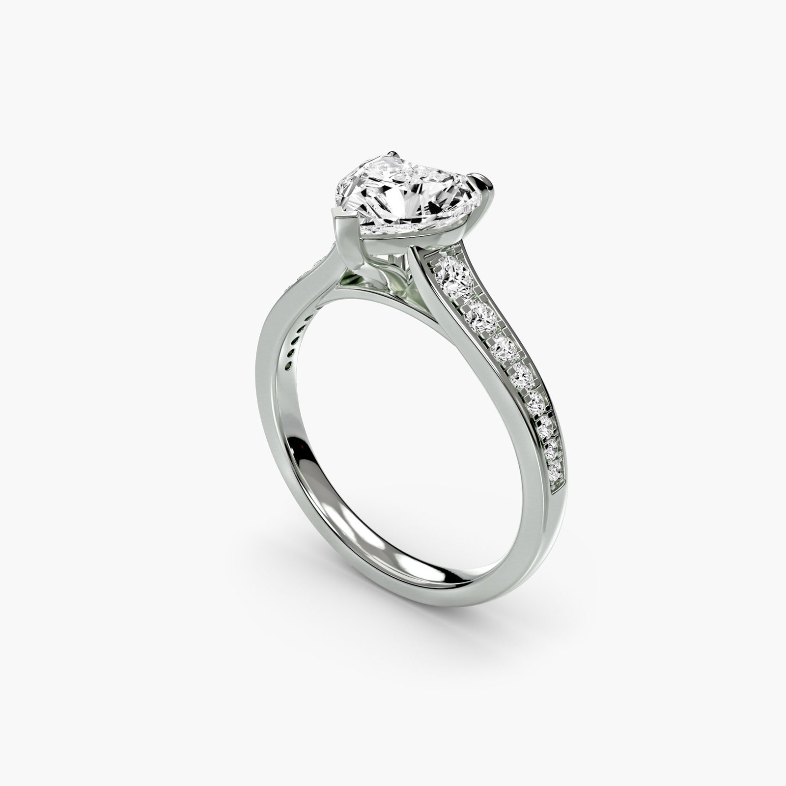 Pave Heart 950 Platinum Ring Setting - 5