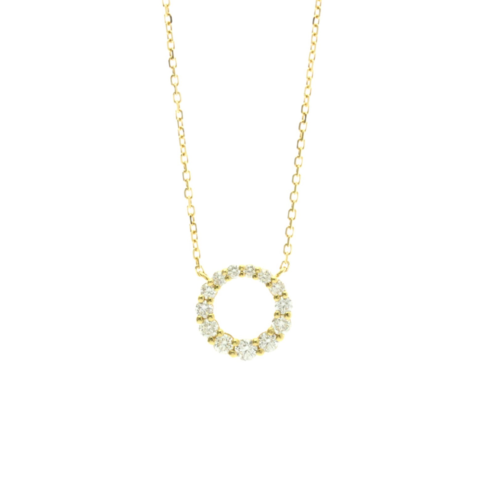 4C Circle Diamond Necklace Yellow Gold (18K) Diamond Menwomen Fashion Pendant Necklace (Gold) (1 of 14)