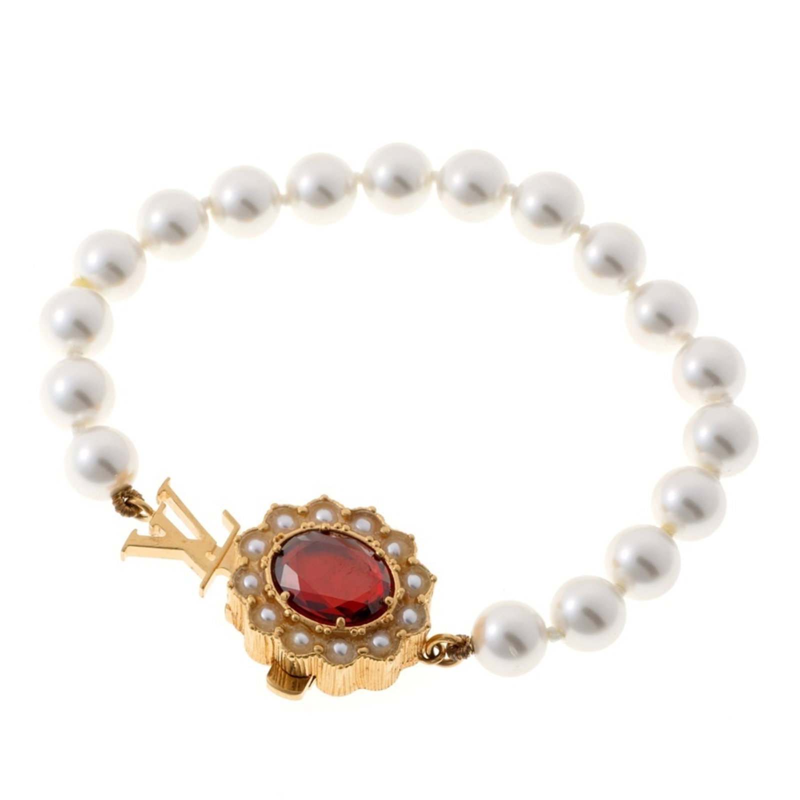 Louis Vuitton Charm Bracelet Artificial Pearl Gold Plating (1 of 7)