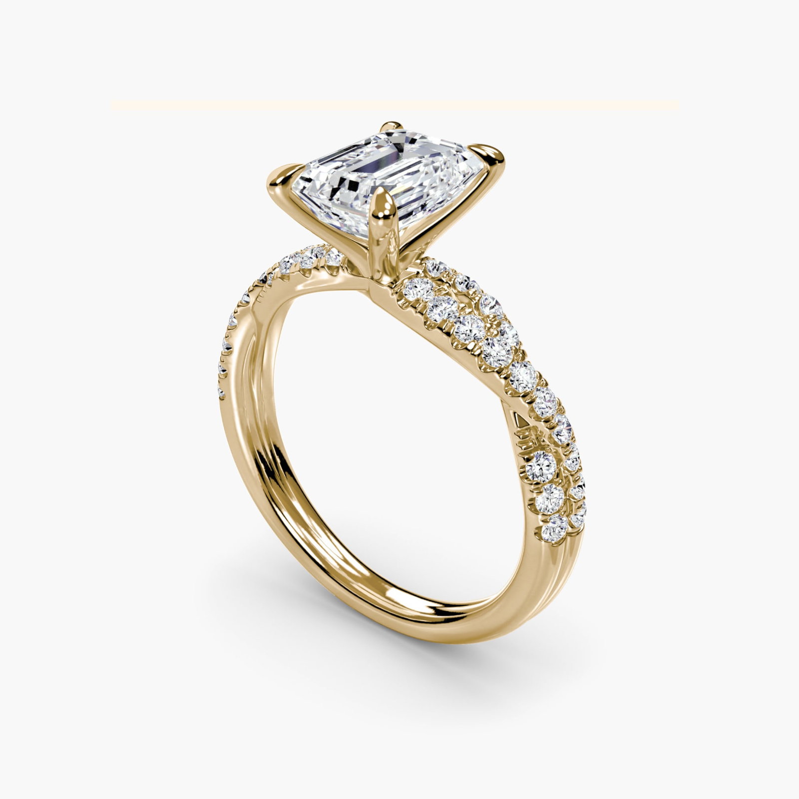 Pave Emerald 18Kt Yellow Gold Ring Setting - 5