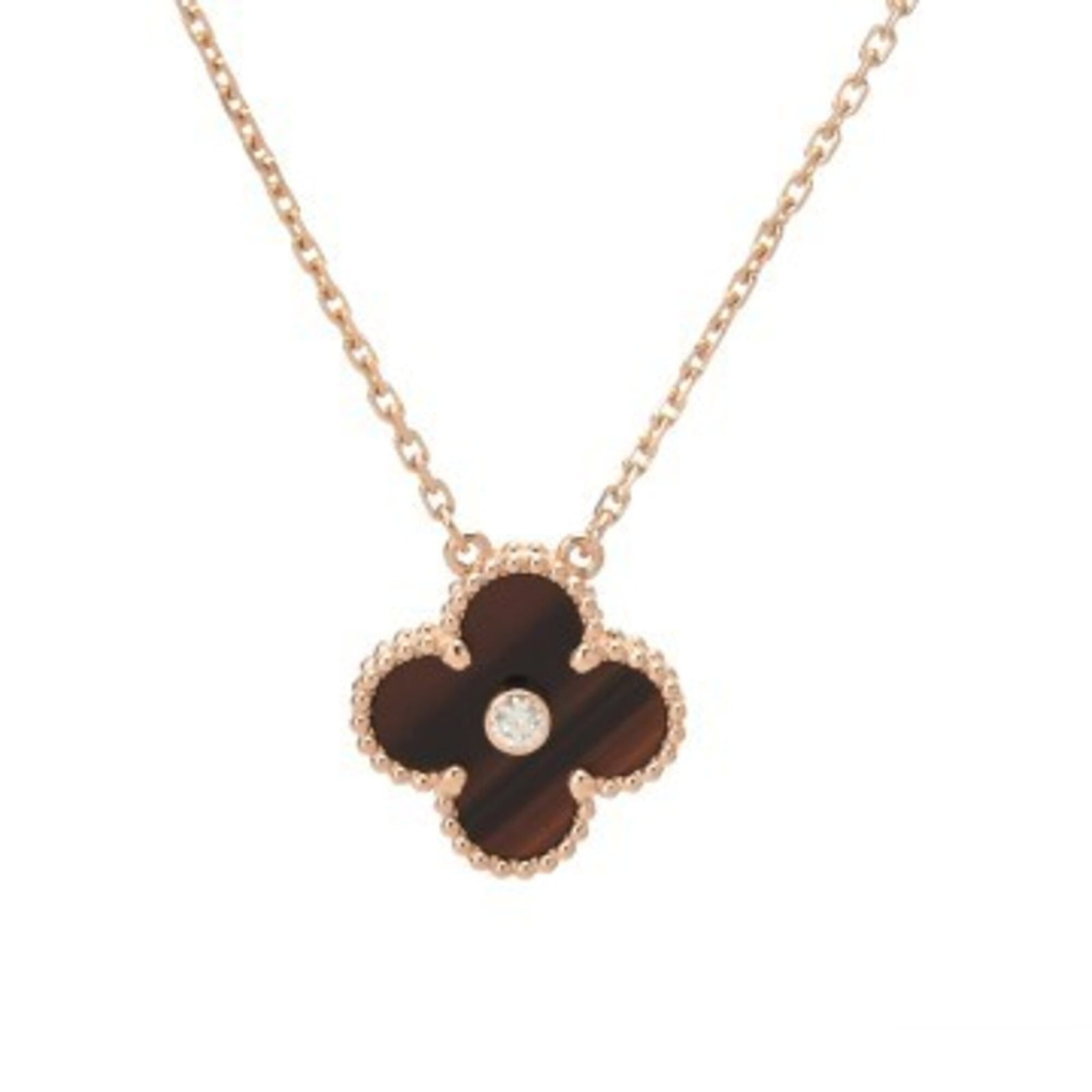 Van Cleef & Arpels Vintage Alhambra Necklace 1 Piece Women'S 18K Pink Gold (Pg) A Rank Ginzo: Van Cleef & Arpels Vintage Alhambra Necklace 1 Piece Women'S 18K Pink Gold (Pg) A Rank Ginzo 18K pink gold Alhambra necklace with a 14mm x 15mm pendant, available in a range of neck circumferences