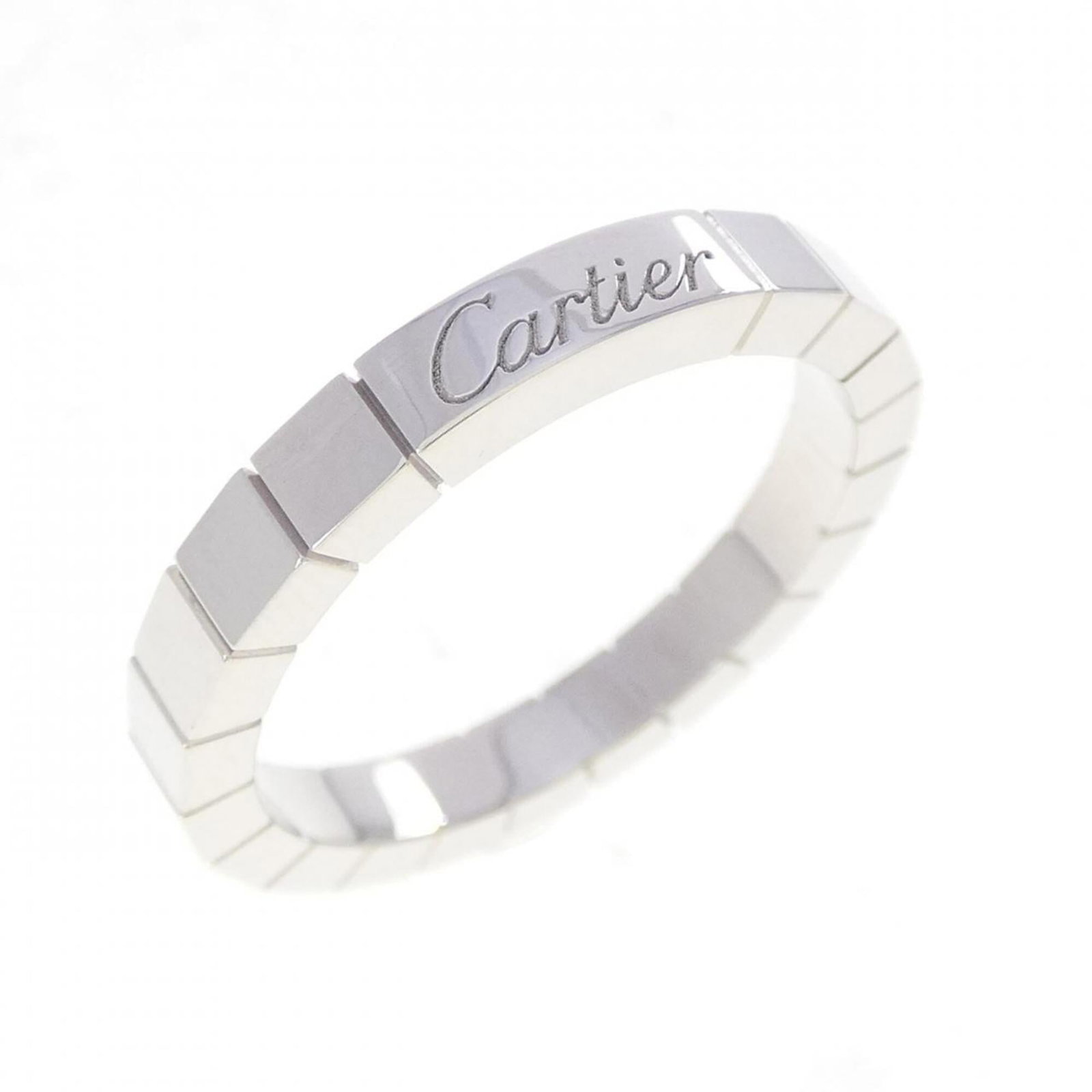 Gold White Ring Cartier Band: Gold White Ring Cartier Band Cartier's signature white gold band features a sleek design, boasting 18K material and a US size of 8.5. This elegant ring is crafted from high-quality white gold,