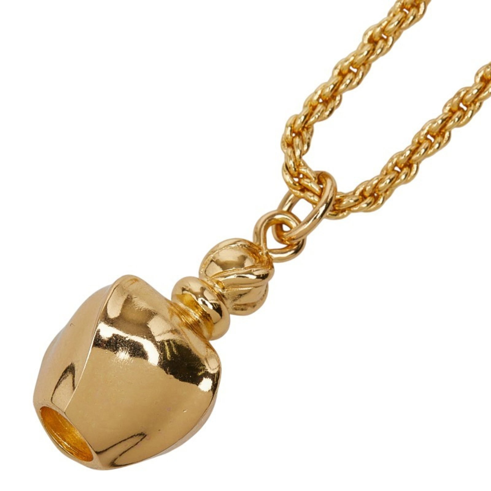 Christian Dior Women's Perfume Motif Necklace Metal: Christian Dior Women's Perfume Motif Necklace Metal Christian Dior's Motif Necklace Metal features a striking gold metal pendant with a size of 23.2mm x 13.8mm, set against a necklace circumference