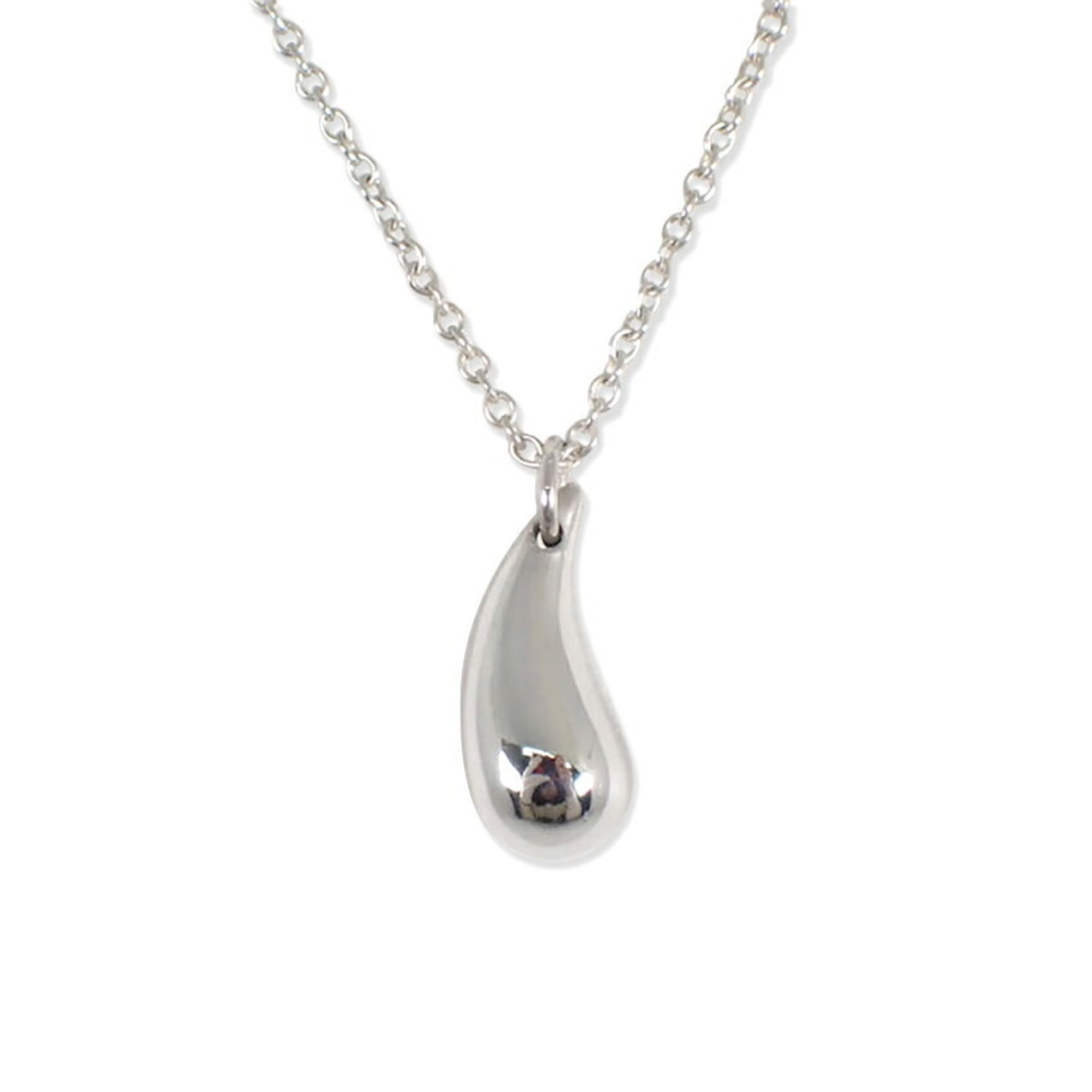 Tiffany 925 Peretti teardrop pendant necklace: Tiffany 925 Peretti teardrop pendant necklace Sterling silver 925 Peretti teardrop pendant necklace, featuring a unique teardrop design with a 12.4mm x 5.2mm pendant size, measures 45.5 cm in circumfe