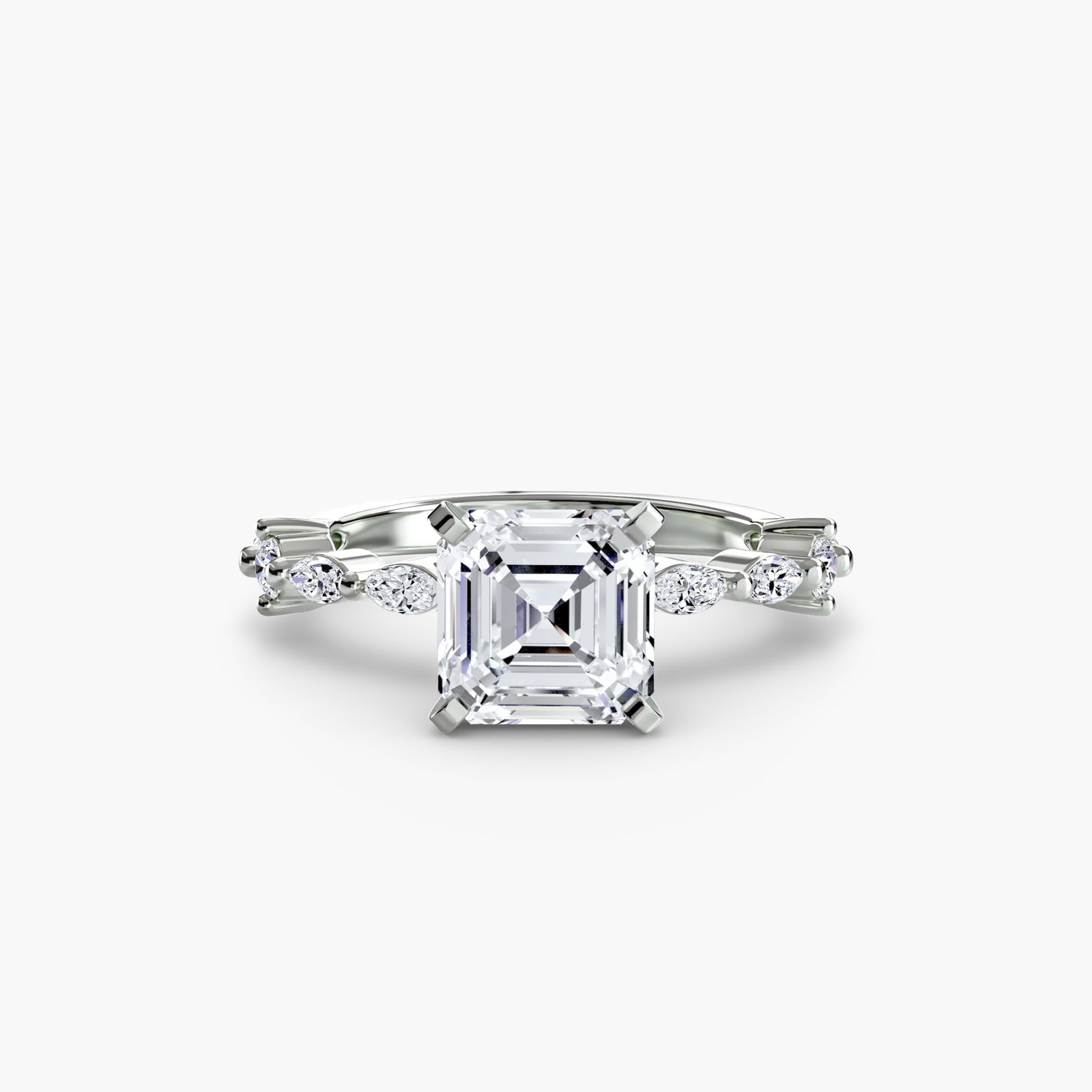 Pave Asscher 950 Platinum Ring Setting - 2