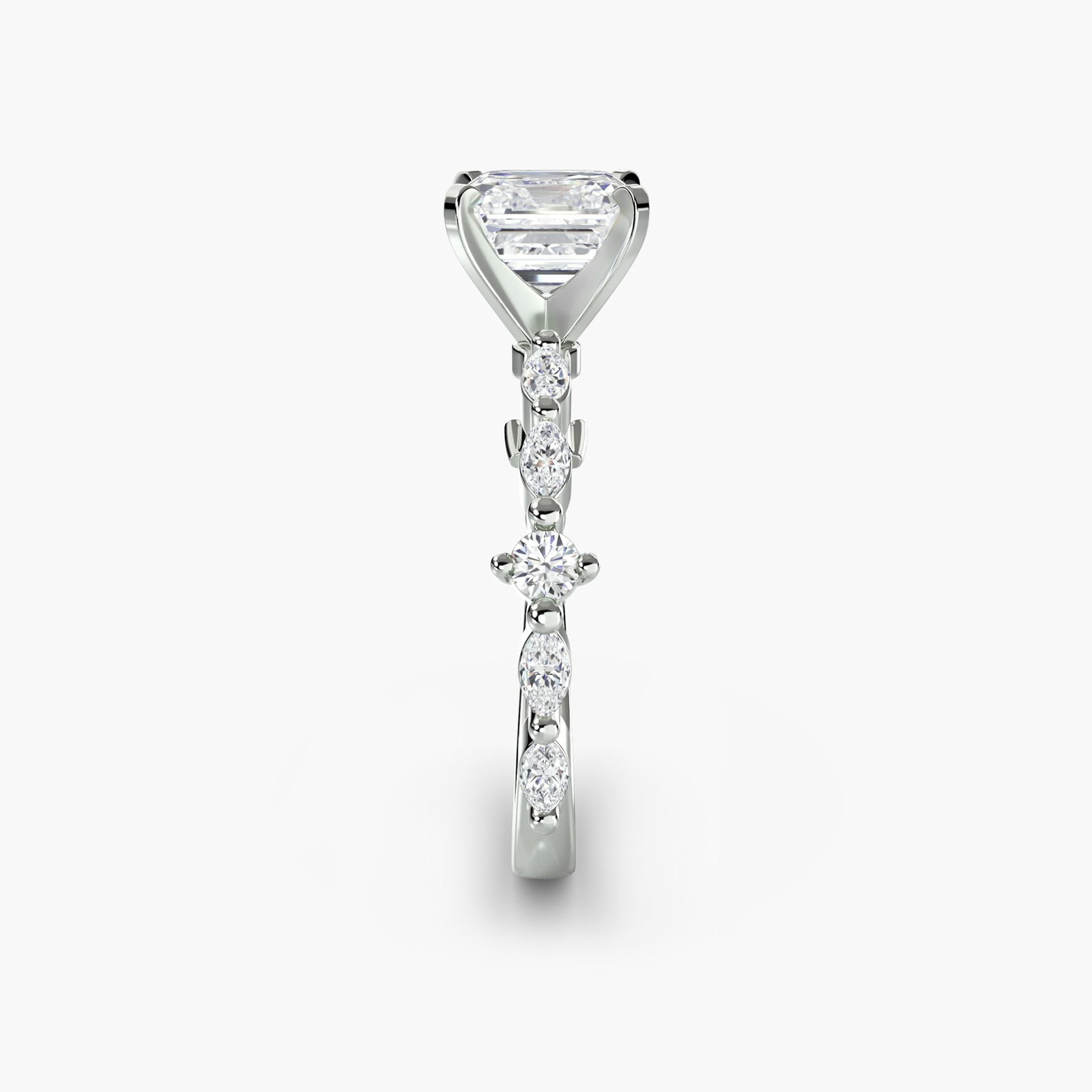 Pave Asscher 950 Platinum Ring Setting - 3