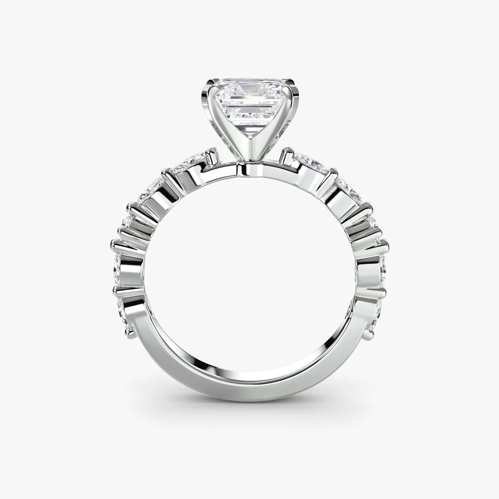 Pave Asscher 950 Platinum Ring Setting - 4