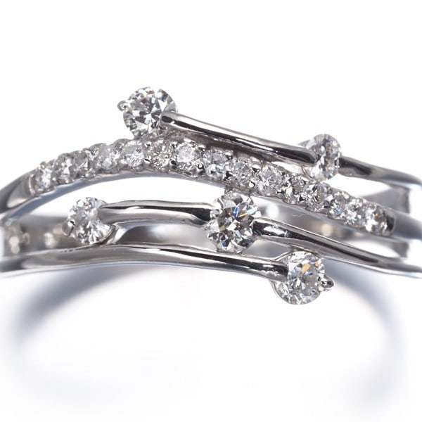 Platinum ring wave diamond openwork 0.50Ct 900 - 3