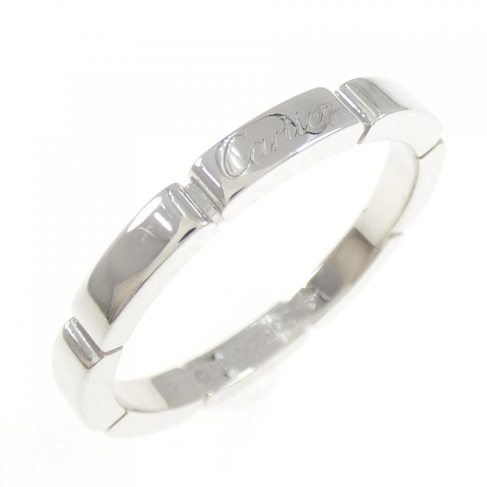 Gold White Ring Cartier Band: Gold White Ring Cartier Band Cartier's iconic band ring features a sleek white gold (18K) design, making it a timeless choice for those who appreciate understated elegance. This 58 US size ring boasts