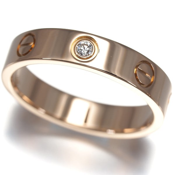Cartier Ring Diamond Love Wedding Band 1P Sm Eu50 18K 750 Rose Gold: Cartier Ring Diamond Love Wedding Band 1P Sm Eu50 18K 750 Rose Gold Cartier's signature rose gold 18K wedding band features a natural diamond, set in a classic design. This elegant ring boasts a 3.9mm