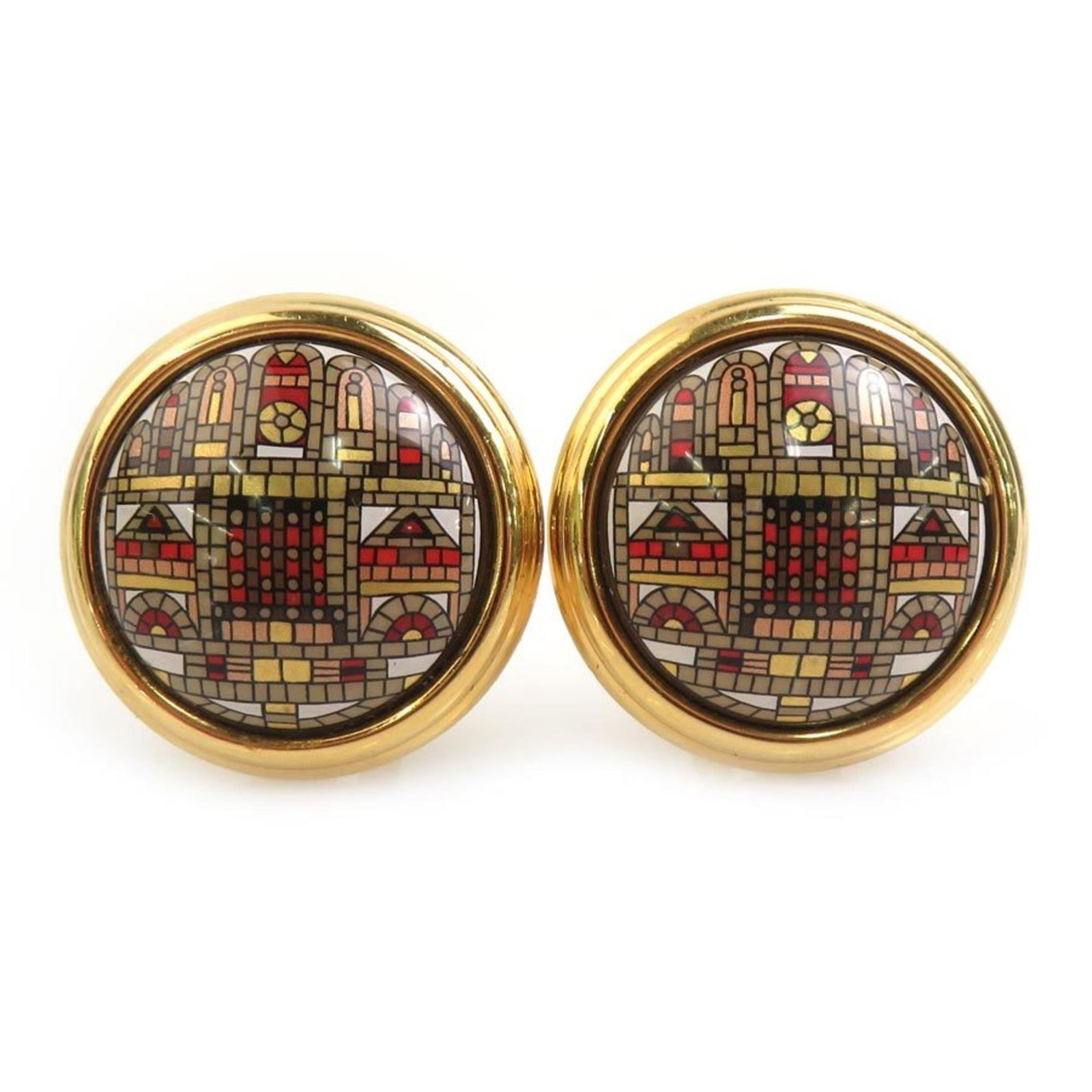 Hermes Clip Earrings Enamel Metal (1 of 5)