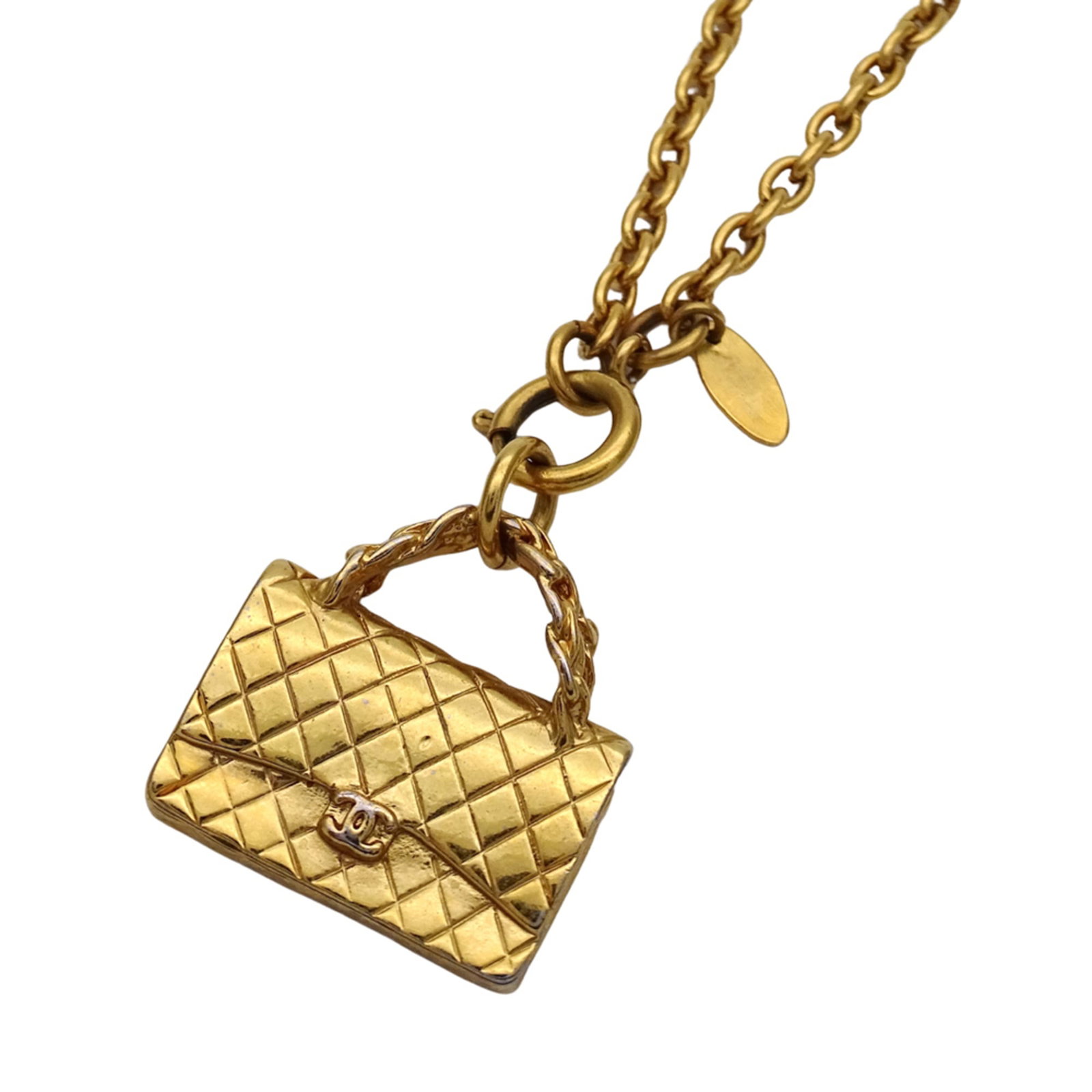Chanel Matelass Necklace For Women And Men Gp Gold Handbag Motif Long: Chanel Matelass Necklace For Women And Men Gp Gold Handbag Motif Long The Chanel Matelass Necklace boasts a striking gold plating motif reminiscent of the iconic handbag design, set against a sleek