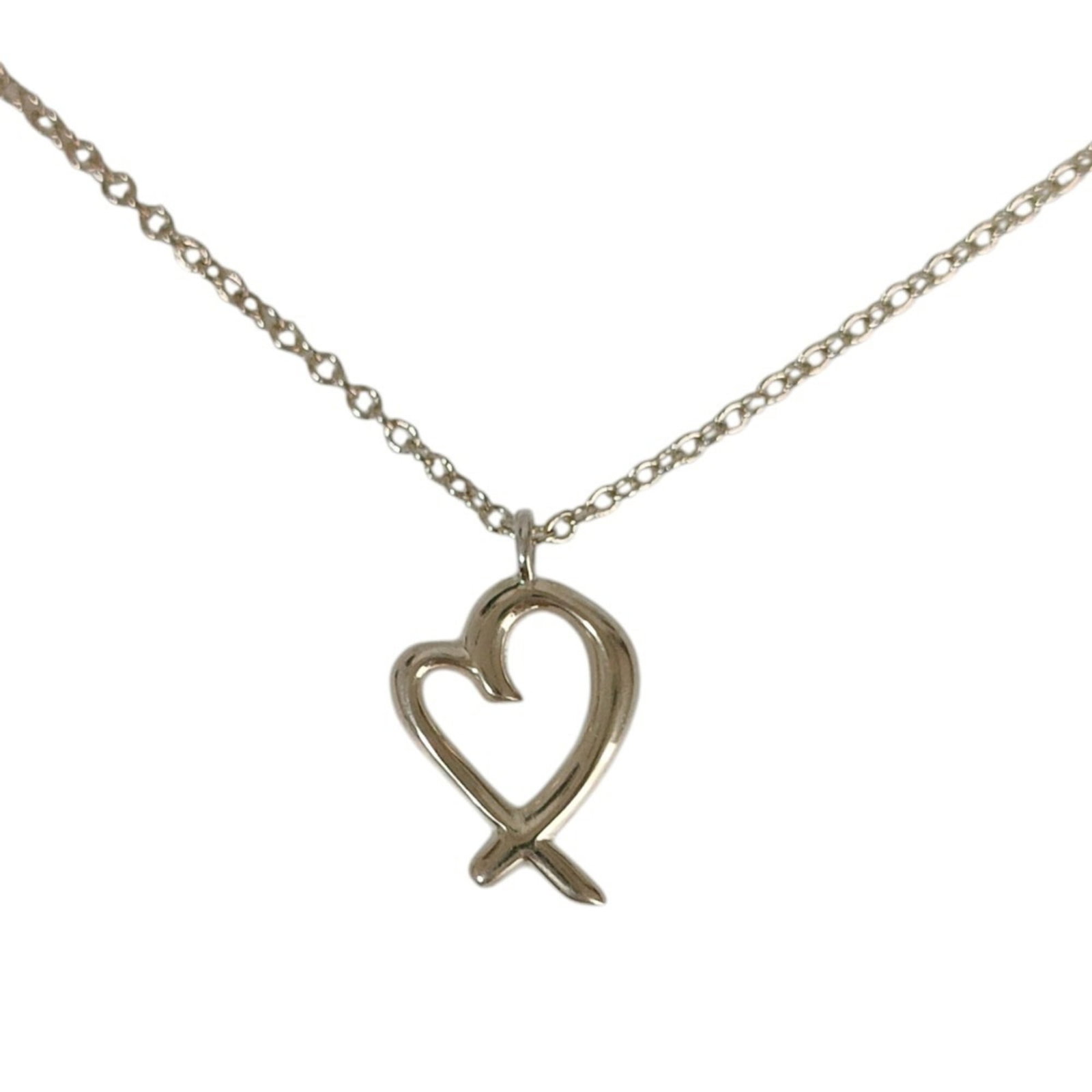 Tiffany&Co. Tiffany & Co. Paloma Picasso 925 Loving Heart Chain Pendant Necklace With Box Silver: Tiffany&Co. Tiffany & Co. Paloma Picasso 925 Loving Heart Chain Pendant Necklace With Box Silver Silver necklace featuring the Paloma Picasso design, with a 12mm x 8mm pendant and chain length of