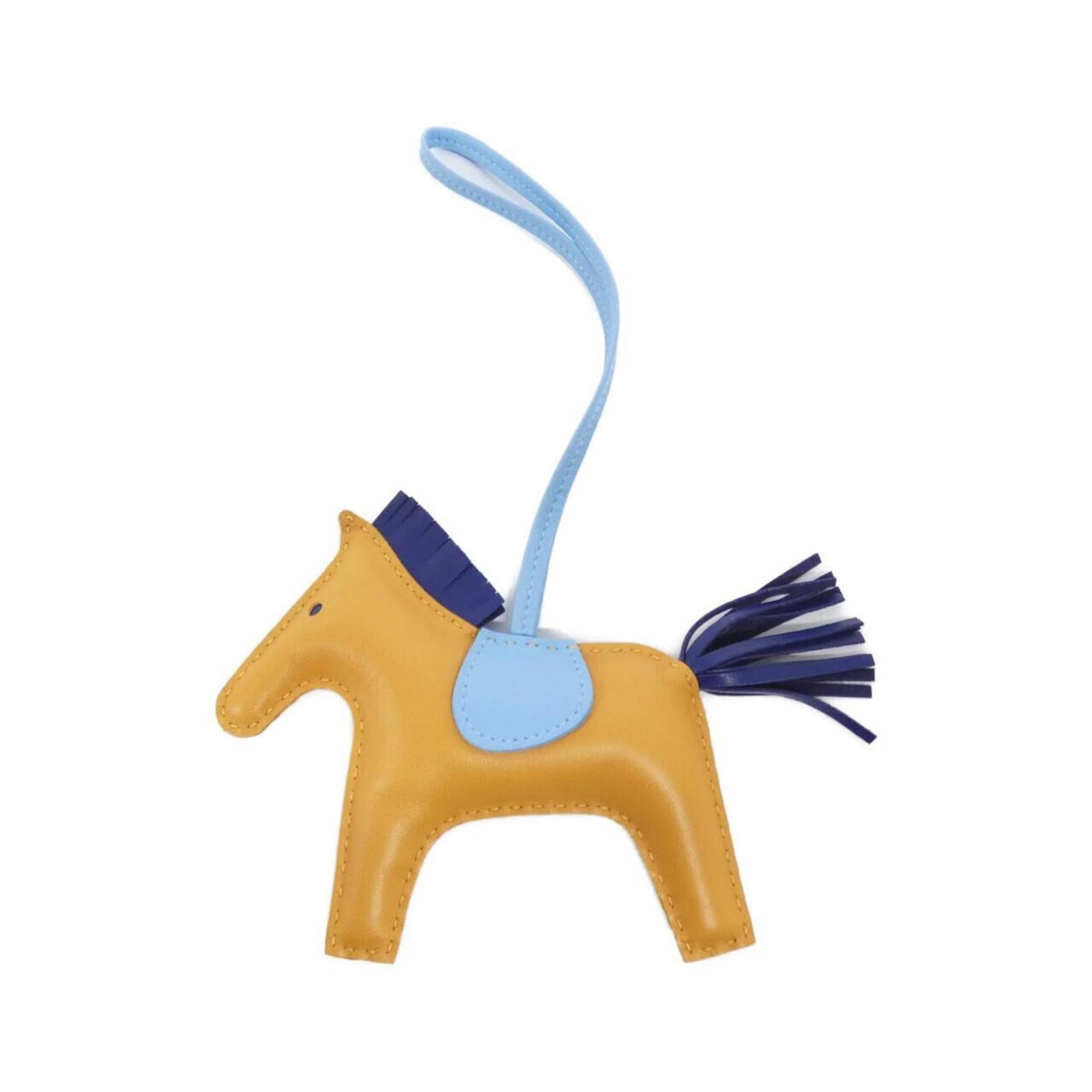 Hermes agneau handbag charm Milo: Hermes agneau handbag charm Milo Agneau Milo handbag charm from Hermes features a unique agneau (milk) material with a Celeste and Yellow color combination, adding a touch of elegance to any